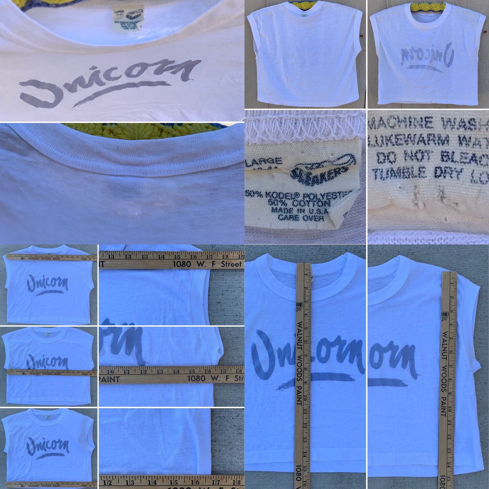 Vintage VINTAGE Unicorn Sleeveless Crop Top Muscle Tee Half Shirt T Shirt L 70s 80s Size L / US 10 / IT 46 - 8 Thumbnail