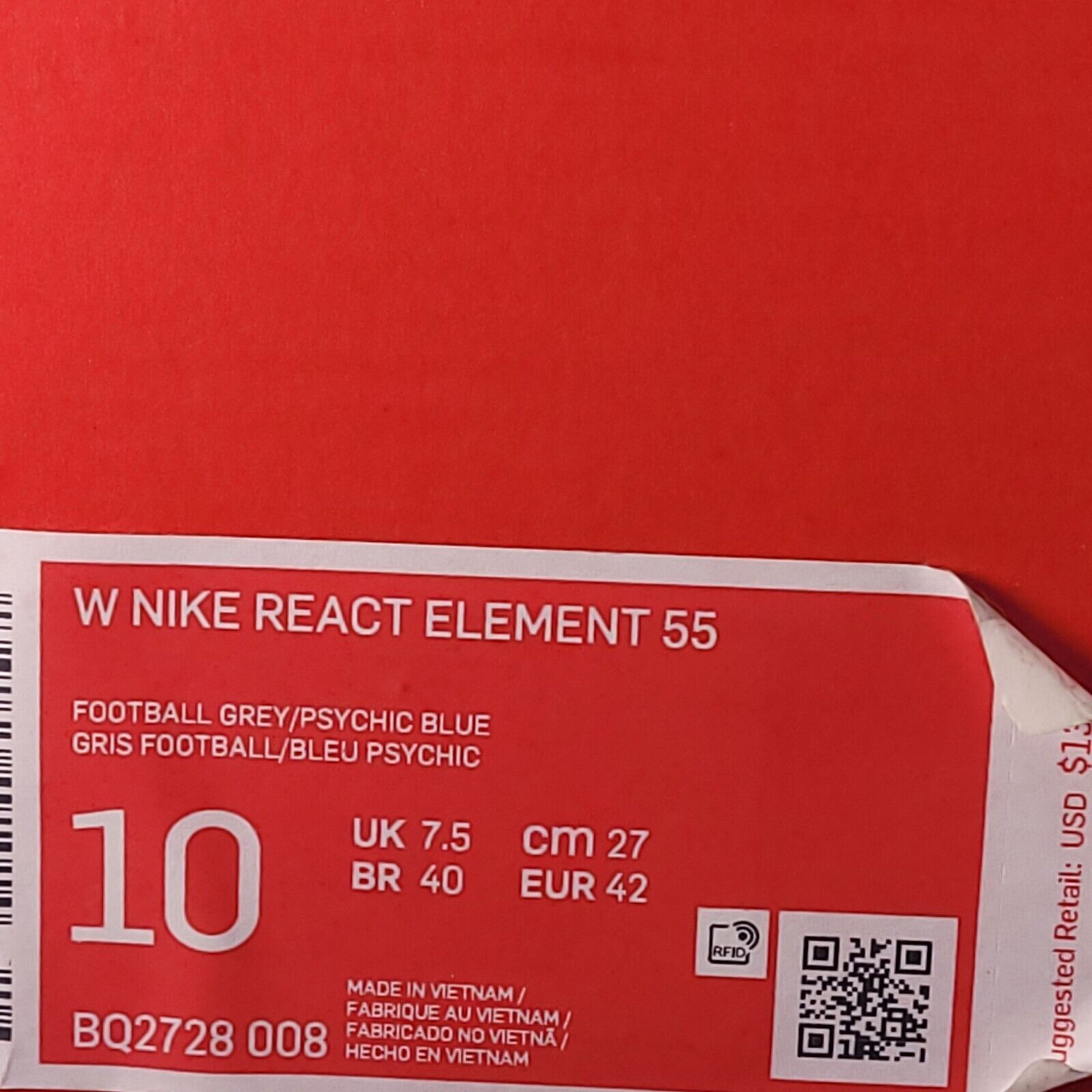 Nike Nike React Element 55 Shoe Womens Size 10 BQ2728-008 White Size US 10 / IT 40 - 9 Thumbnail