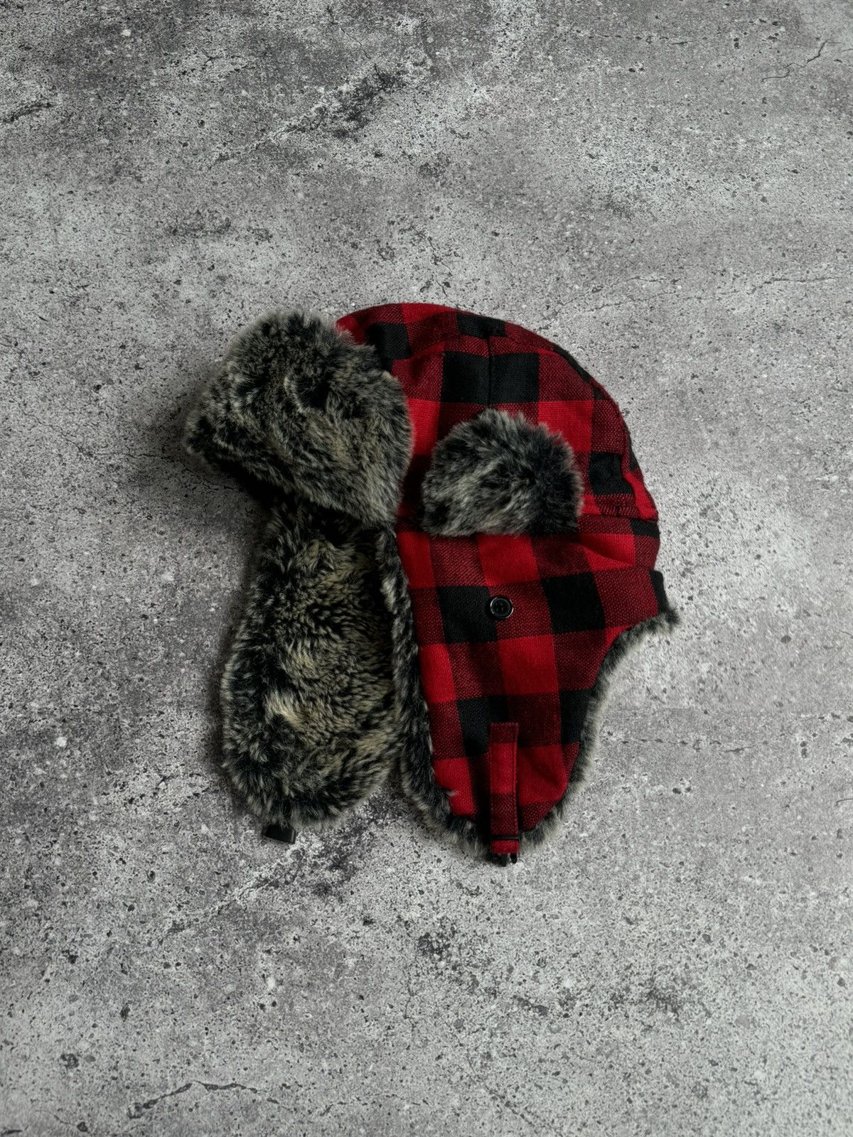 Japanese Brand Vintage Y2K fleece checkered hat Japanese style Size ONE SIZE - 1 Thumbnail