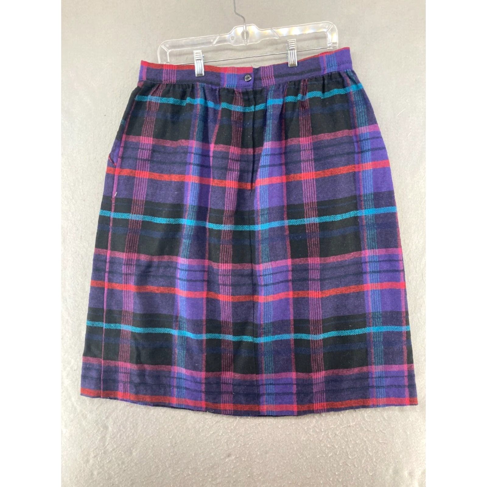 Vintage Heather Gray Skirt 34 Vintage No Wool Plaid 80s 90s Preppy Knee Length Womens Dressy Casual Business Zip Dry Clean Only United States Made Size 24" / US 00 / IT 34 - 5 Thumbnail
