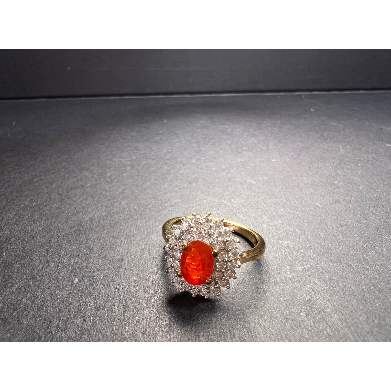 Other Mexican Cherry fire opal moissanite ring in vermeil size 5 Size ONE SIZE - 18 Thumbnail