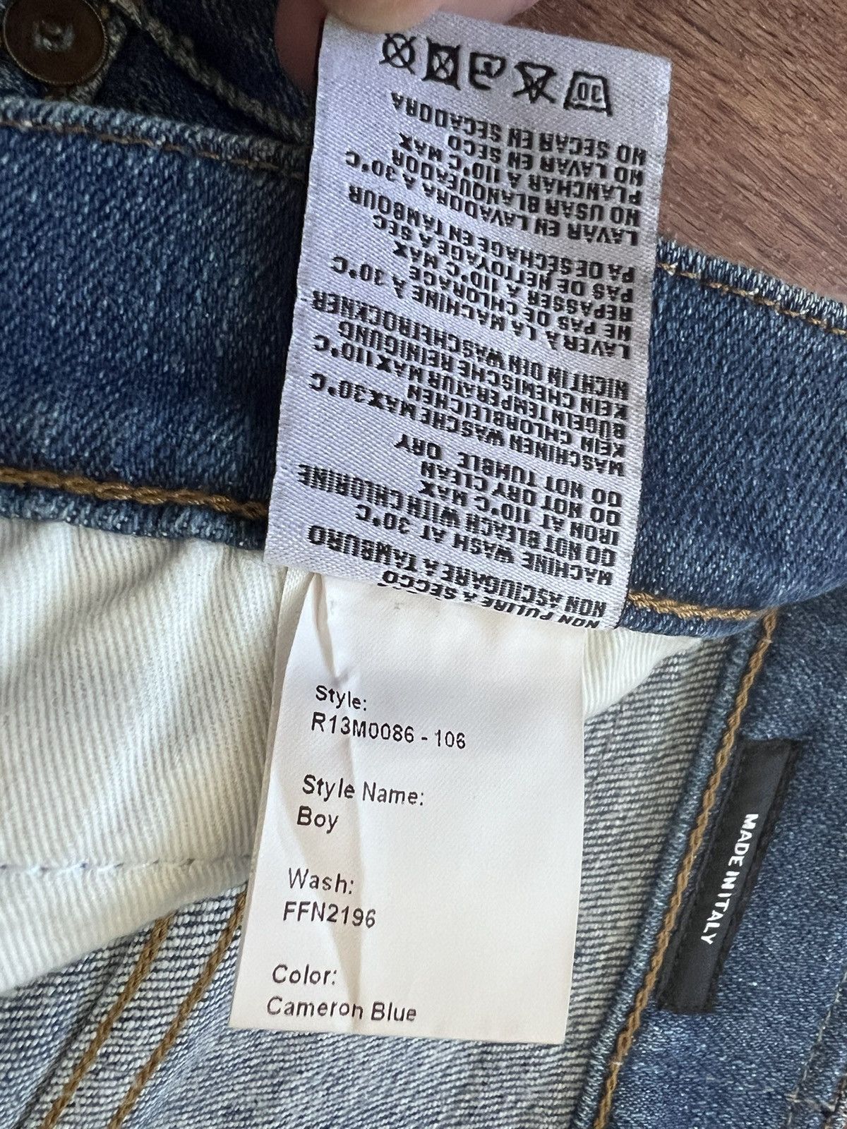 R13 Faded dirty wash SS16 Boy jeans,sz 33, Italy, worn X 2 Size US 33 - 19 Thumbnail