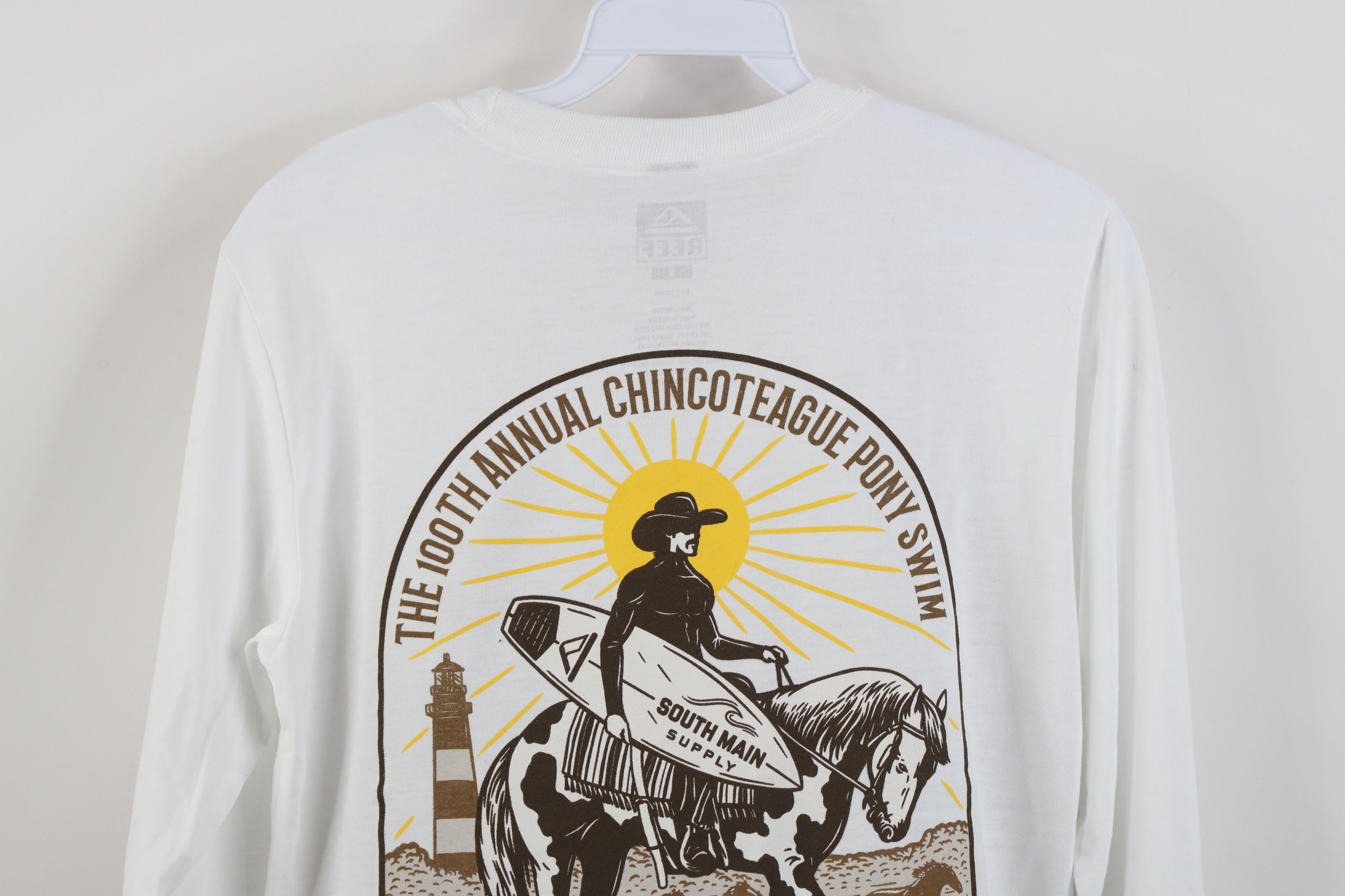 Vintage Reef Surfing Spell Surfboard Knit Long Sleeve T-Shirt White Size US S / EU 44-46 / 1 - 11 Thumbnail