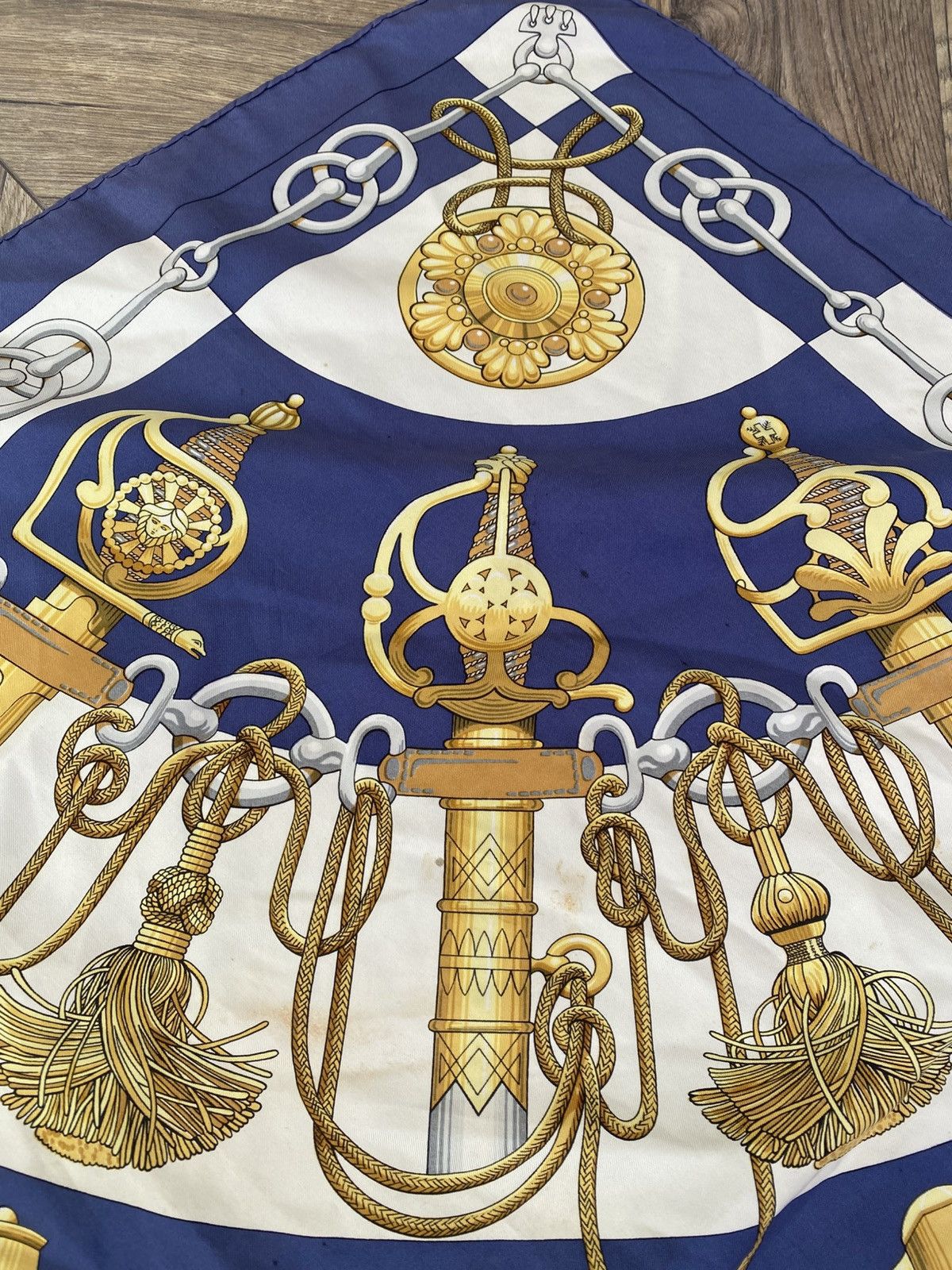 Hermes Vintage HERMES Carre 90 Cliquetis Scarf Blue Size ONE SIZE - 14 Thumbnail
