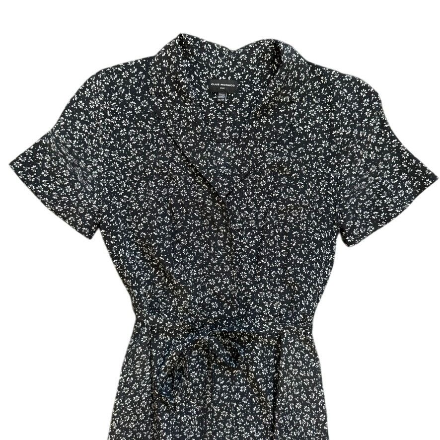 Club Monaco Club Monaco Floral Open Neck Silk Shirt Dress Black, Size XS Size XS / US 0-2 / IT 36-38 - 5 Thumbnail