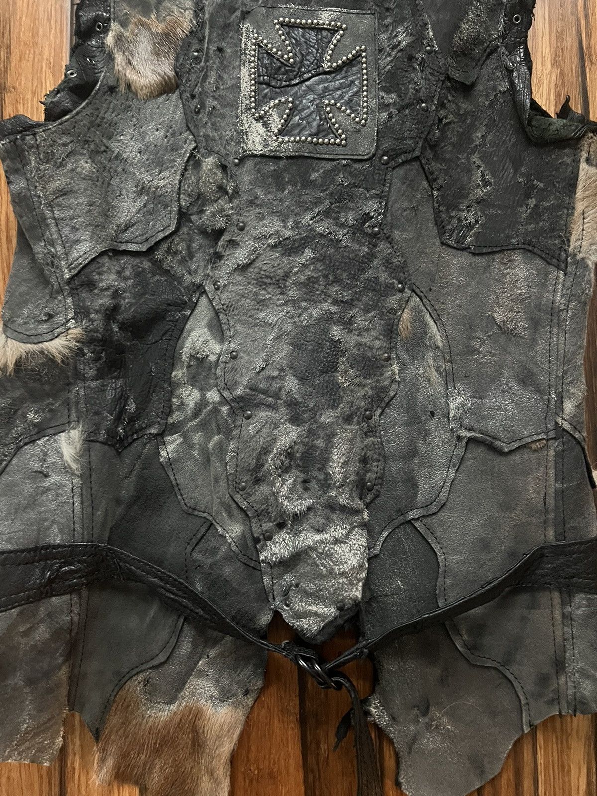 Yasuyuki Ishii Yasuyuki Ishii Leather Fur Variation Patchwork Biker Vest Size US M / EU 48-50 / 2 - 8 Thumbnail