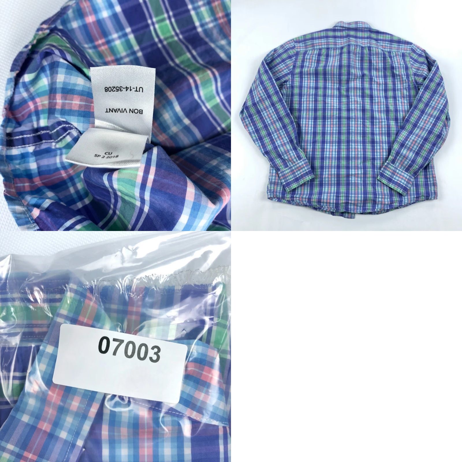 UNTUCKit UNTUCKIT Men's L Blue Green Pink Plaid Button-Down Casual Shirt Long Sleeve Size US L / EU 52-54 / 3 - 8 Thumbnail