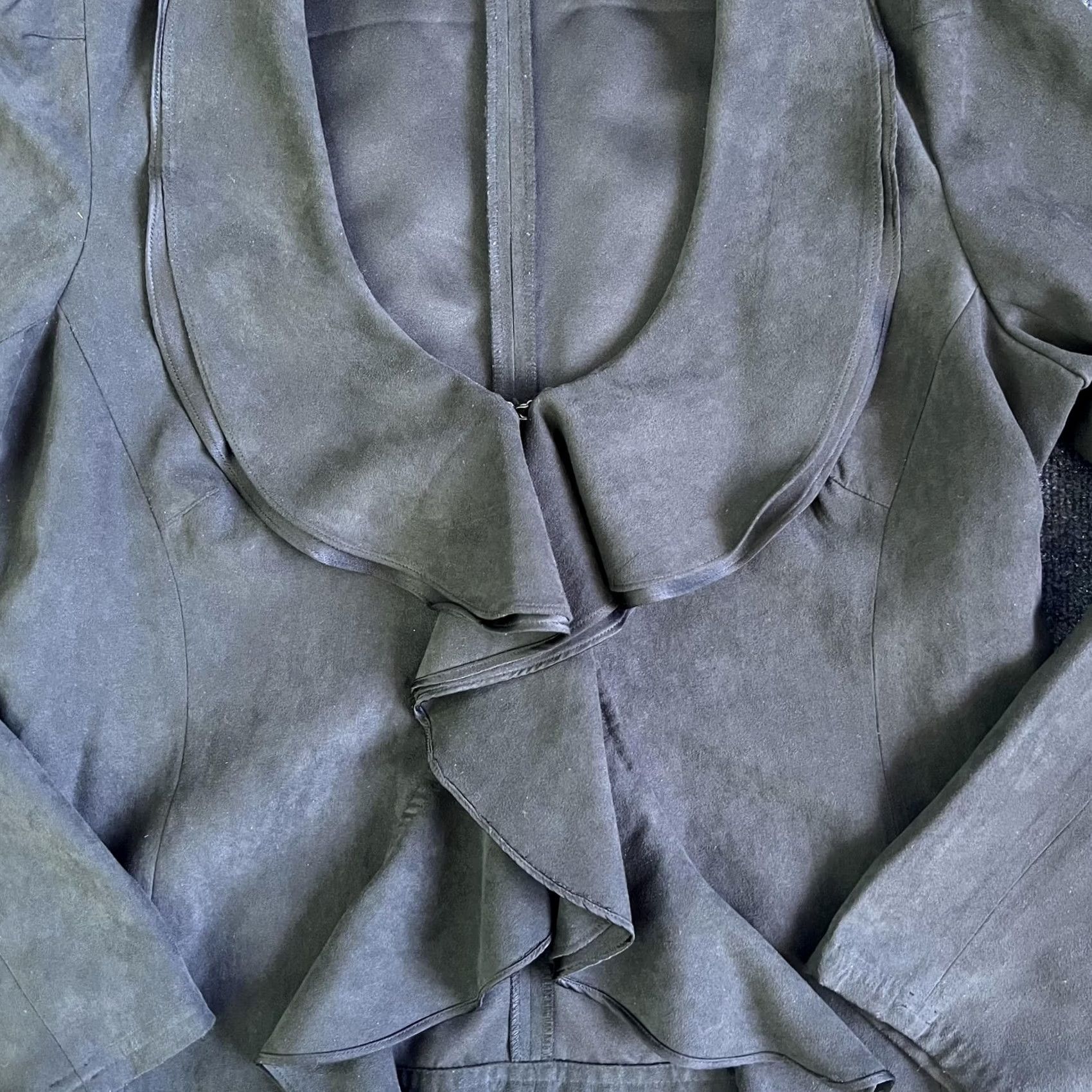 Vintage VINTAGE Landex Collection Jacket Womens L Black Ruffle Open Front Waterfall Size L / US 10 / IT 46 - 2 Thumbnail