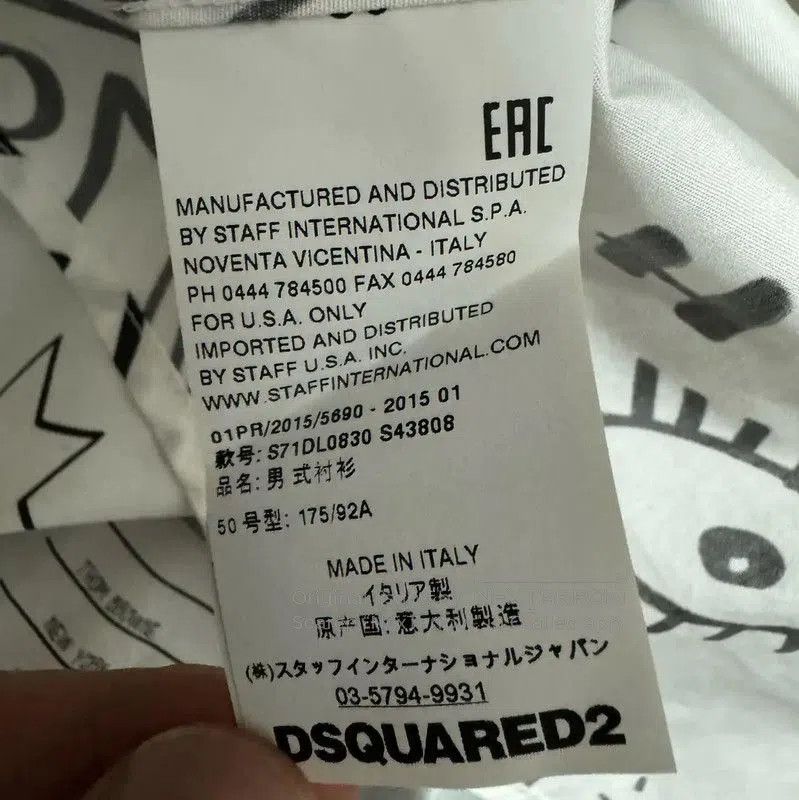 Dsquared2 DSQUARED2 Men's White Graphic Print Shirt . Size US L / EU 52-54 / 3 - 5 Thumbnail