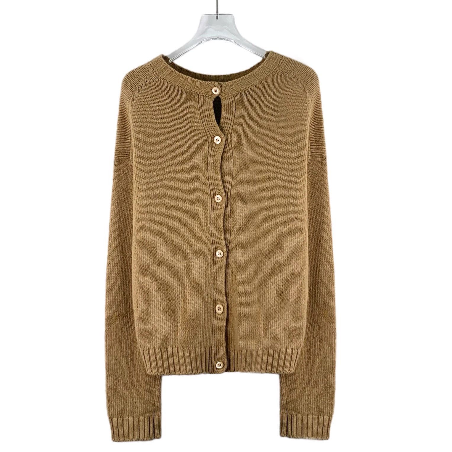 Prada KW0810 Prada Brown Wool Crew Neck Long Sleeve Knit Cardigan Size M / US 6-8 / IT 42-44 - 1 Thumbnail