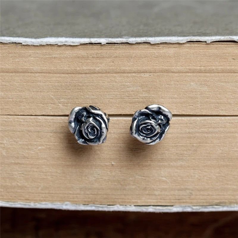 Jewelry Rose Flower Stud Earrings 925 Sterling Silver Ear Gift Size ONE SIZE - 5 Thumbnail