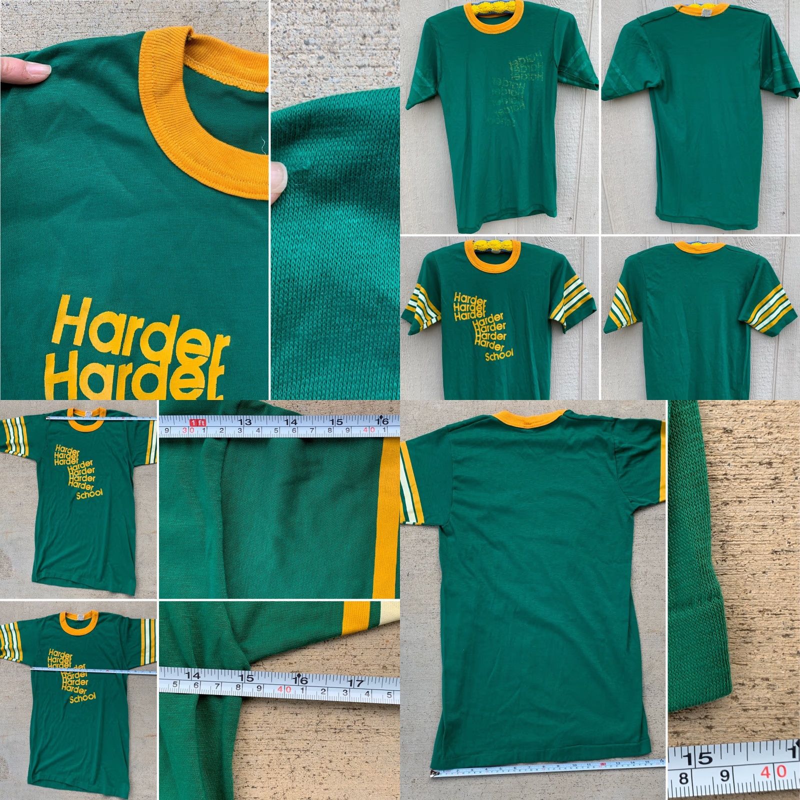 Velva Sheen VINTAGE Velva Sheen Harder School T Shirt Ringer Neck 70s 80s Made In USA M Green Graphic Tee Mens Size US M / EU 48-50 / 2 - 8 Thumbnail