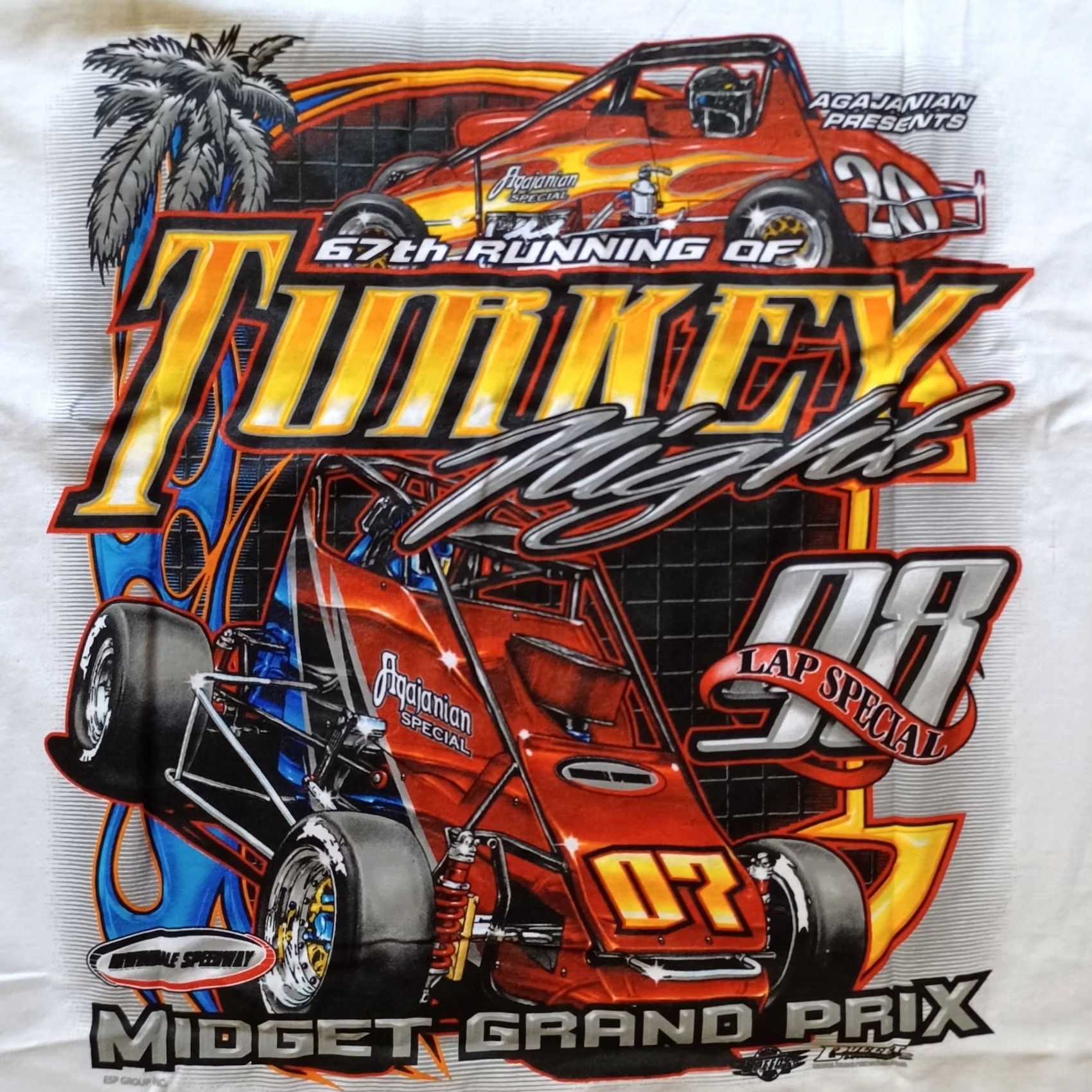 Gildan Midget Grand Prix Mens Shirt Large White 67th Running Of Turkey Night Racing 2 Size US L / EU 52-54 / 3 - 2 Thumbnail