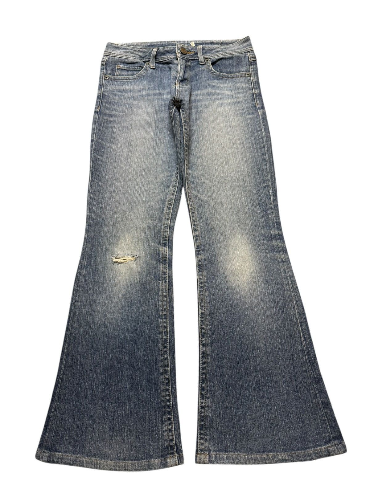 Hysteric Glamour Vintage Y2K Japanese Brand Blue Faded Whisker Wide Leg Flare Size US 30 / EU 46 - 1 Thumbnail