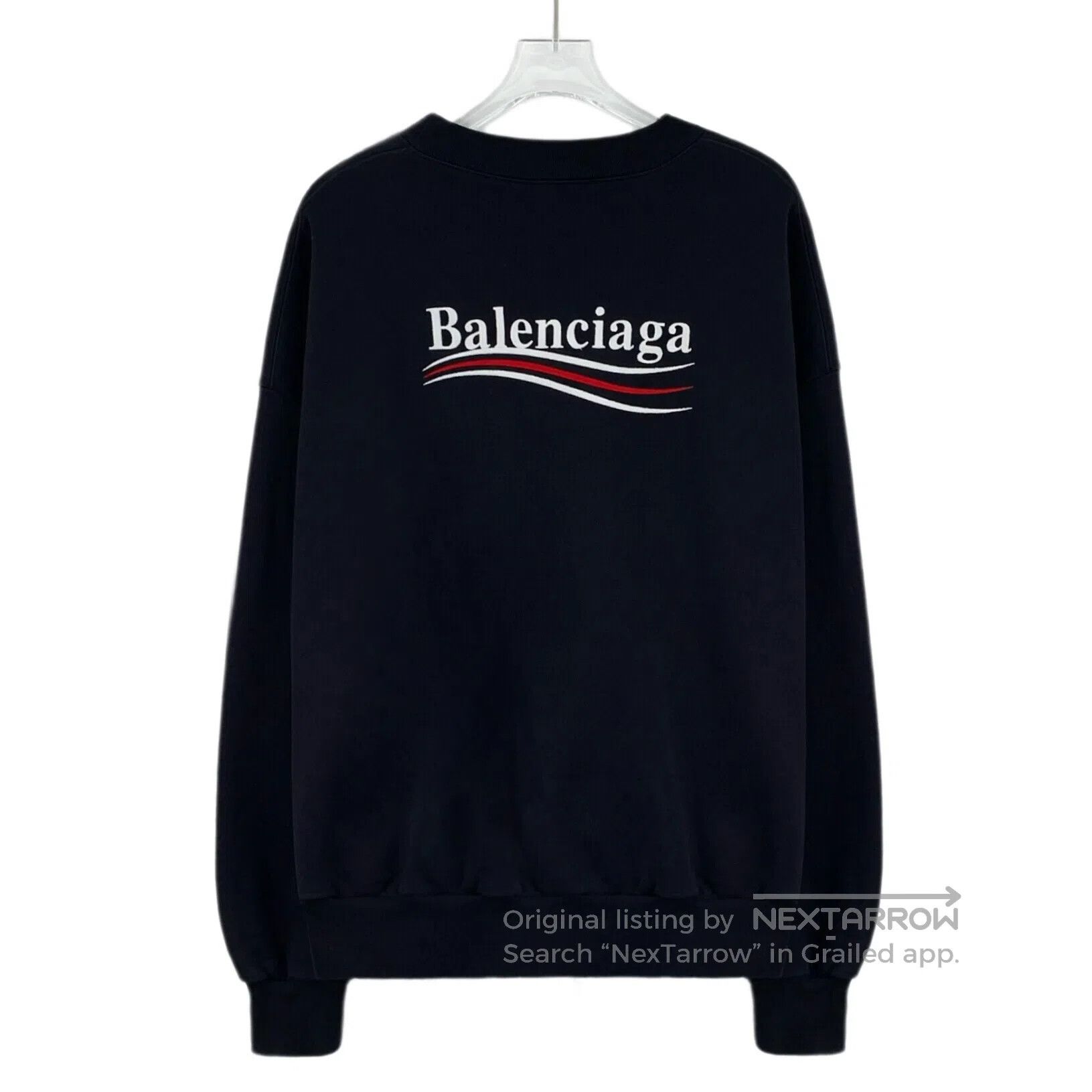 Balenciaga Balenciaga Black Logo Lettering Embroidered Cotton Crewnec Size US M / EU 48-50 / 2 - 2 Thumbnail