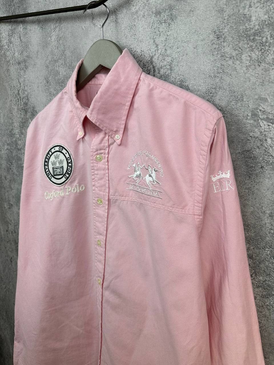 La Martina La Martina "Oxford Polo" Button Up Shirt Pink Crest Logo LS Size US L / EU 52-54 / 3 - 5 Thumbnail