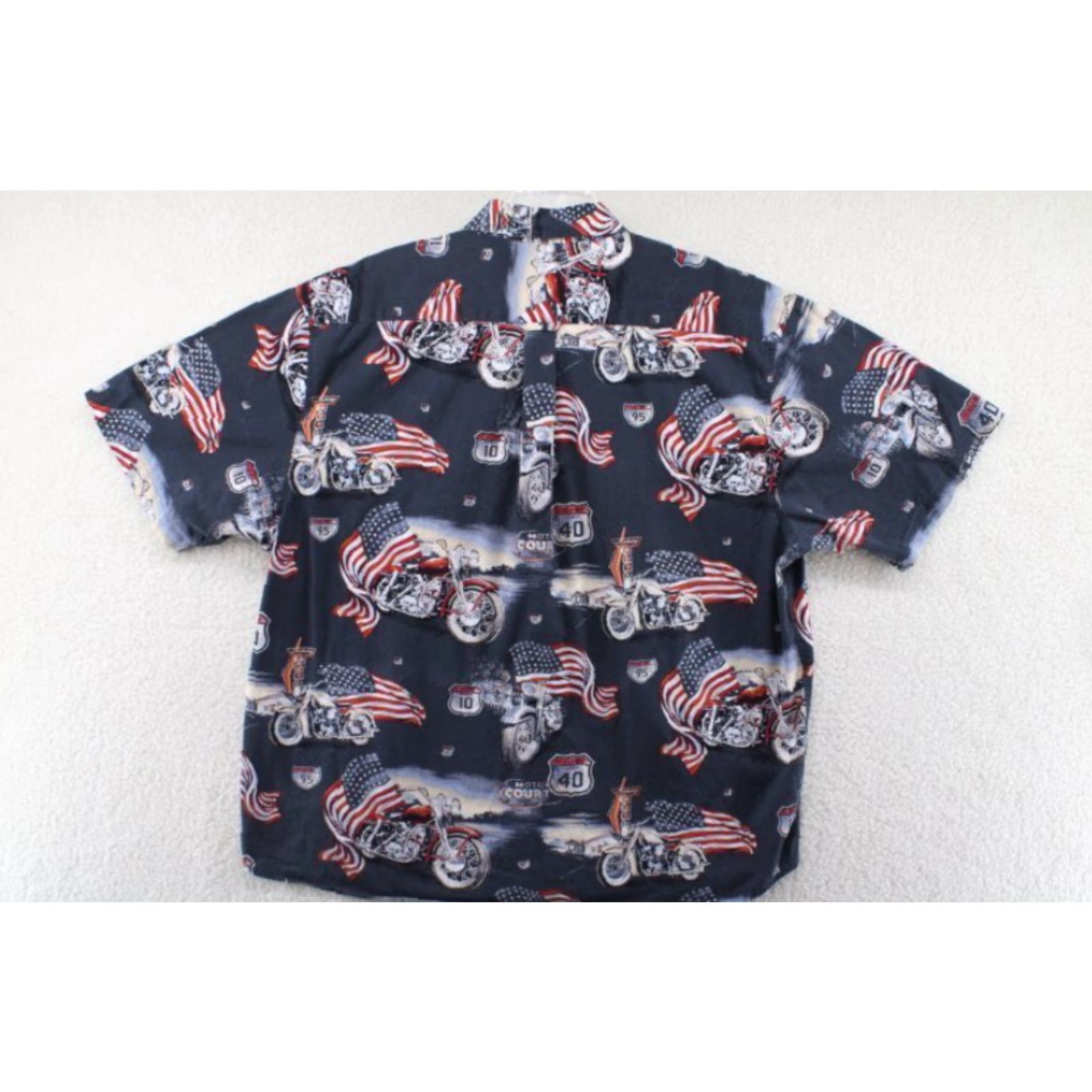 Vintage VINTAGE Magellan Shirt Men’s 2XL Blue Patriotic Motorcycle Interstate Button-Up Short Sleeve Classic Casual Patriotic Men’s Blue 2XL Size US XXL / EU 58 / 5 - 2 Thumbnail