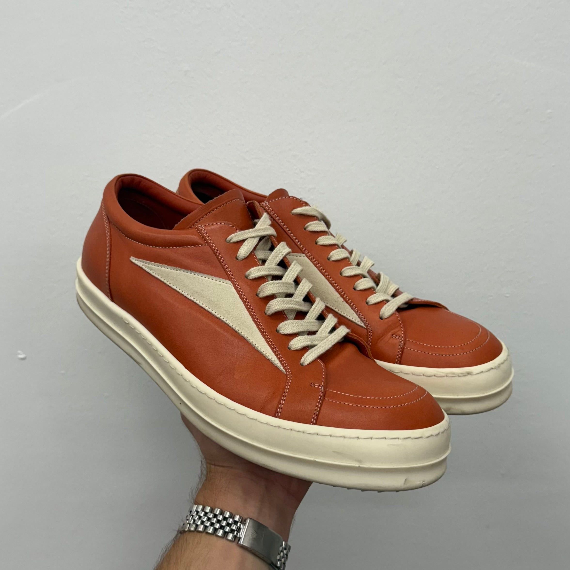 Rick Owens Leather Orange Vans Sneakers Size