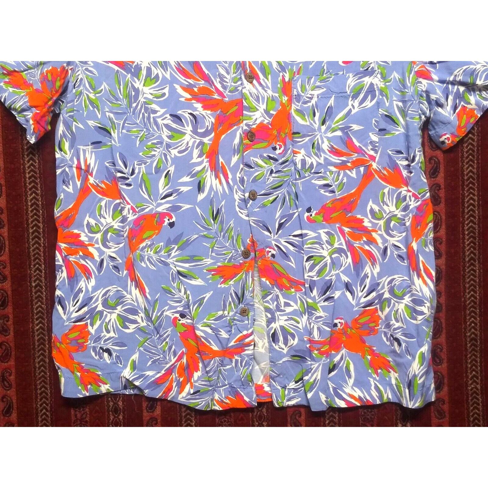 George George Mens Hawaiian Shirt L(42-44) Tropical Birds blue oran Size US L / EU 52-54 / 3 - 5 Thumbnail