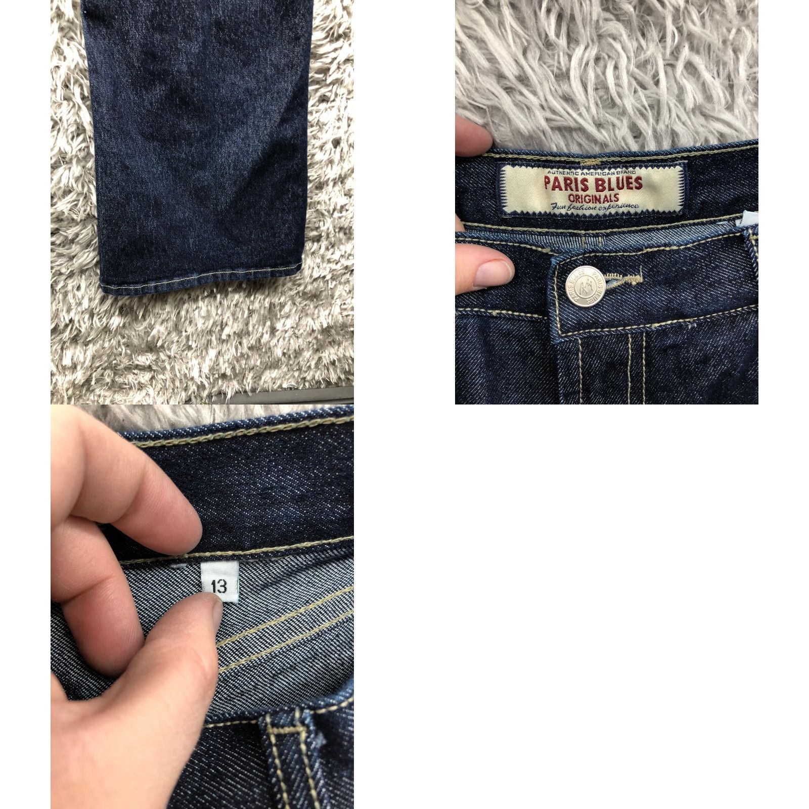 Vintage Paris Blues Jeans Size 13 Juniors Mid Rise Dark Wash Blue Denim Bootcut Women Size 34" / US 12 / IT 48 - 8 Thumbnail