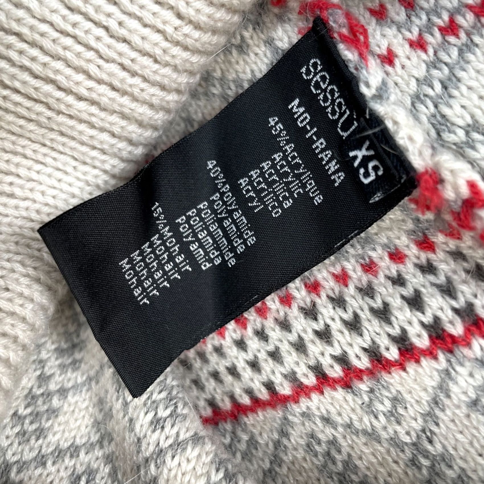 Vintage Sessun Sweater Womens XS Gray Striped Fair Isle Knit Pullover Crew Neck Long Sleeve Casual Winter Size XS / US 0-2 / IT 36-38 - 4 Thumbnail