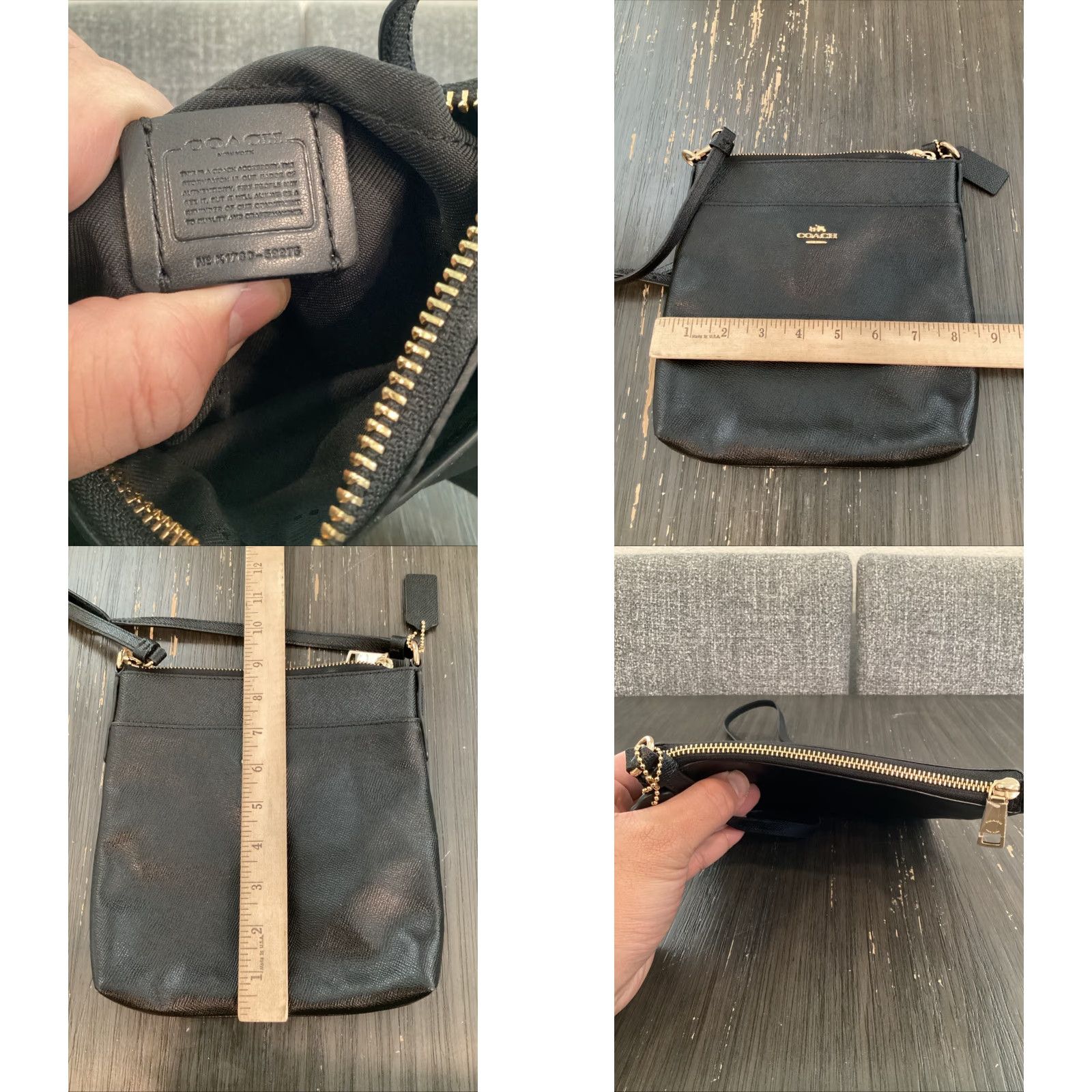Coach VINTAGE Coach Kitt Messenger Crossbody Black/Gold Leather Small File Bag (Medium) Womens Size ONE SIZE - 8 Thumbnail