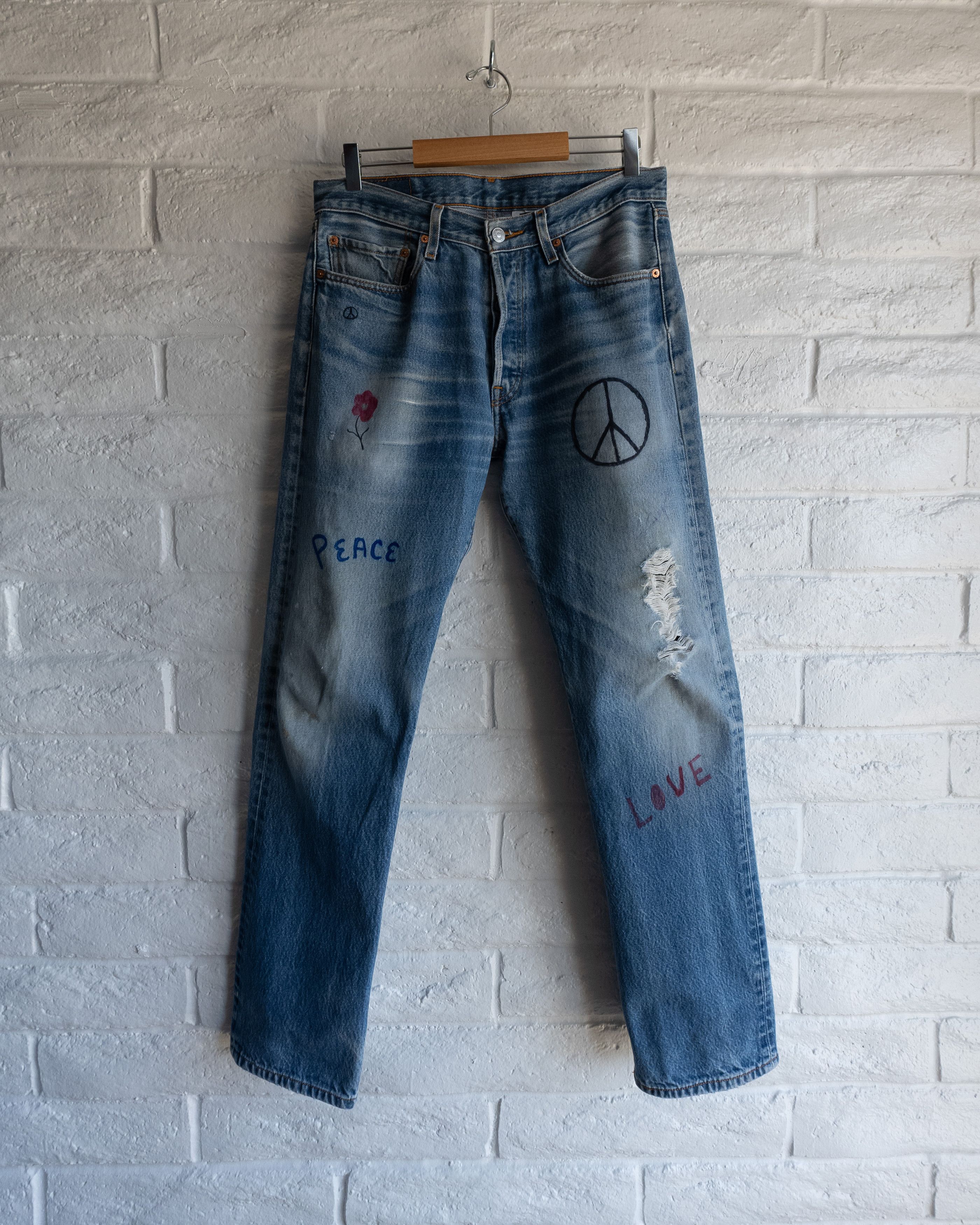 Levi's Vintage 90s Levi's 501 Jeans Scribble Grunge ERD Style Size US 32 / EU 48 - 1 Thumbnail