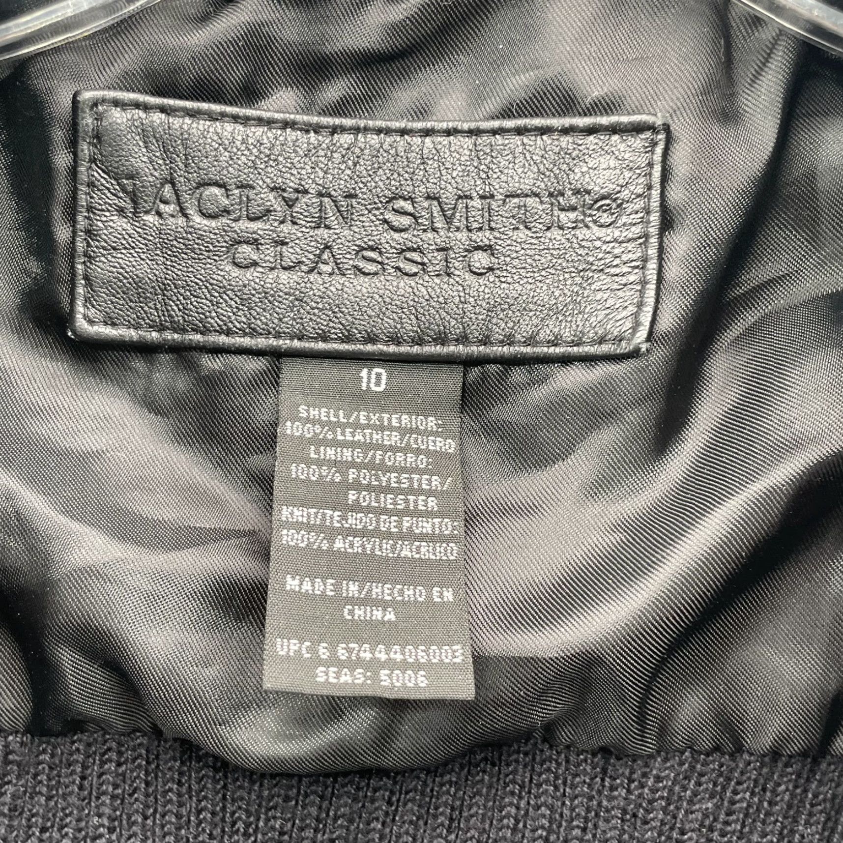 Vintage Jaclyn Smith Leather Jacket Women's 10 Knit Sleeve Biker Corpcore Solid Black Full Zip Lined Jacket Size L / US 10 / IT 46 - 3 Thumbnail