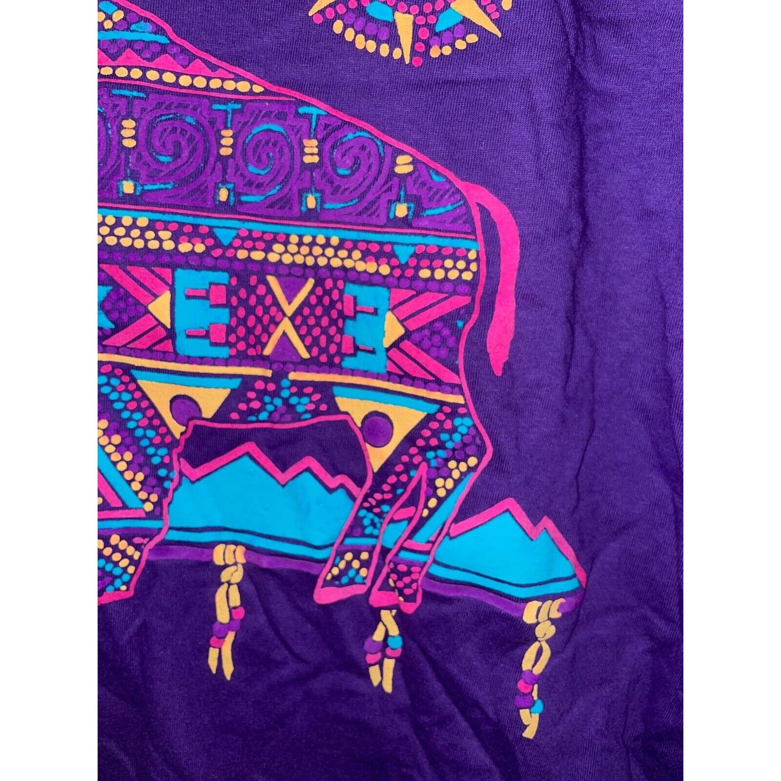Jerzees Vintage Bison Native American Shirt Black Hills Art Tee 90s Size US M / EU 48-50 / 2 - 5 Thumbnail