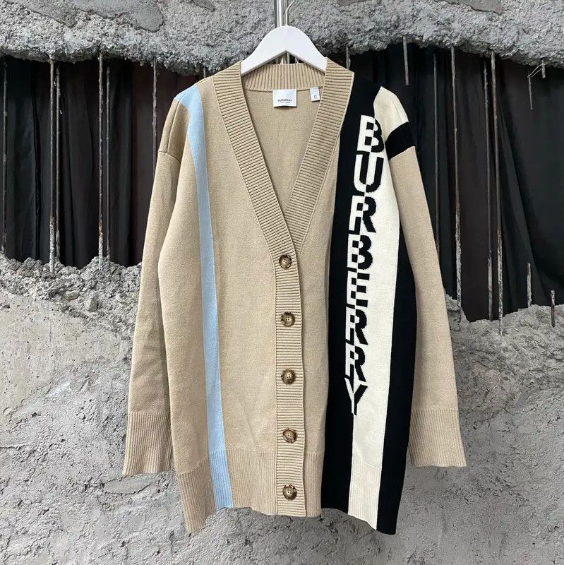 Burberry Color Block Wool Cardigan for Women
