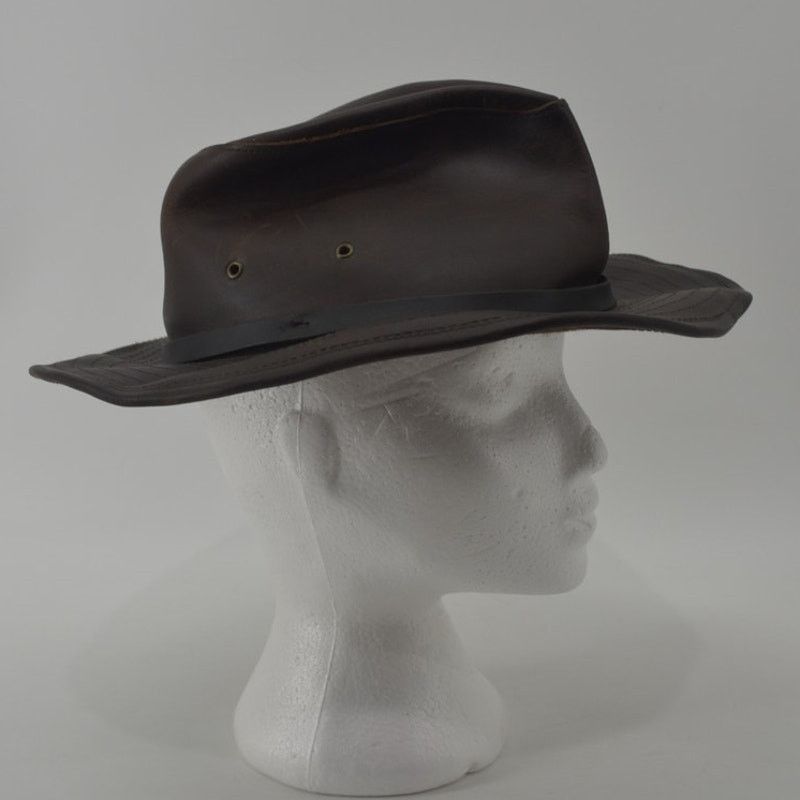 Vintage Henschel Hat Co. USA Dark Brown Oiled Leather Size M Cowboy Size ONE SIZE - 8 Thumbnail