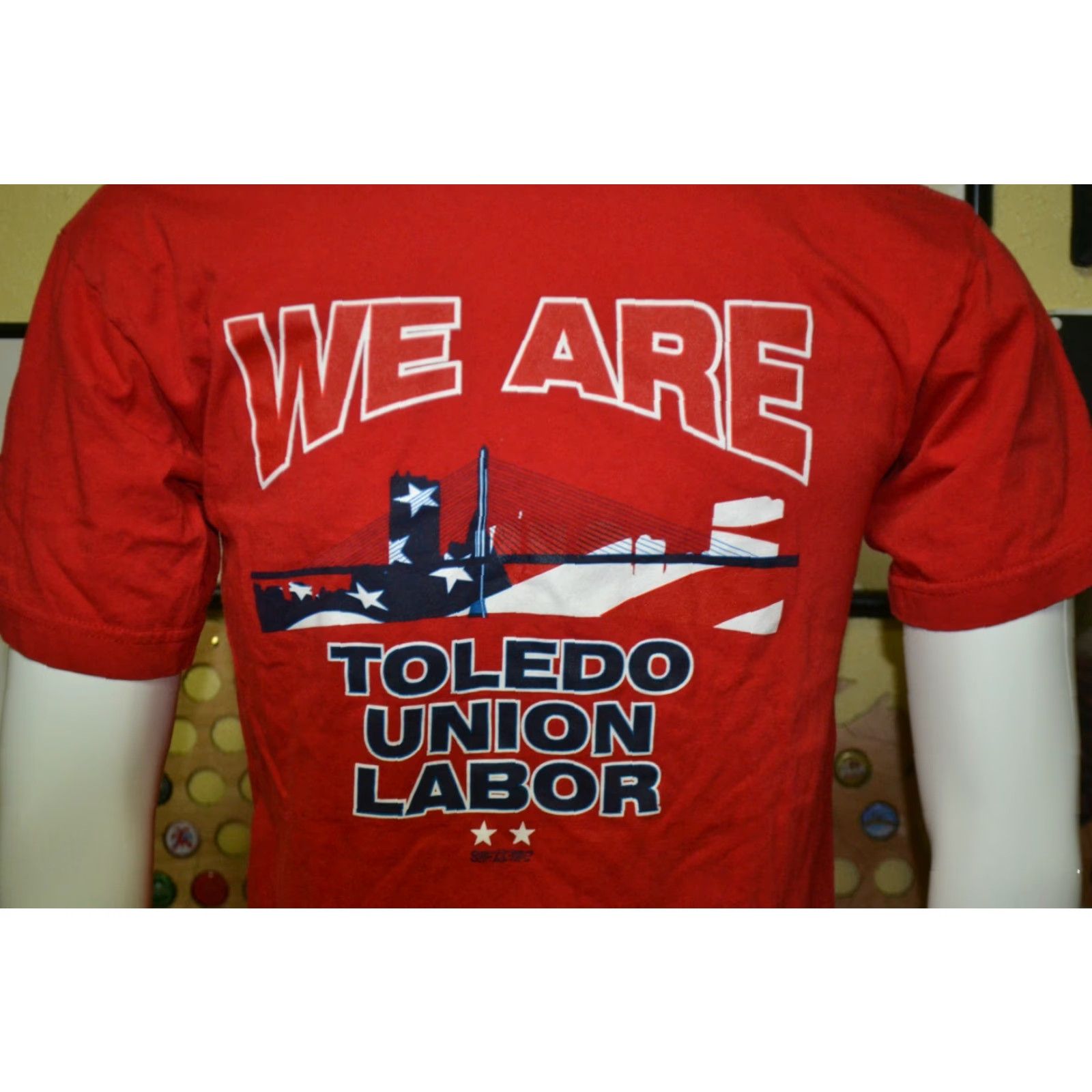 Vintage Bayside T-Shirt Adult M Red CWA Communications Workers Of America Union Pride Graphic Tee Unions Toledo OH 4319 Size US M / EU 48-50 / 2 - 4 Thumbnail