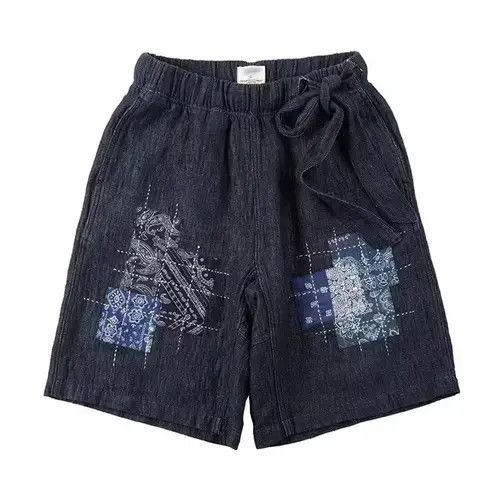 Handmade × Japanese Brand × Jean 20SS Indigo Union Japan Navy Bandana Patchwork Shorts Size US 30 / EU 46 - 1 Thumbnail