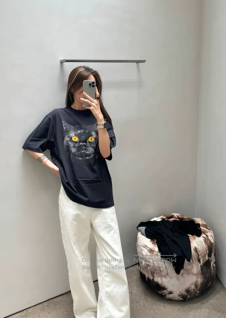 Acne Studios Acne Studios Limited Black Cat Print Short Sleeve T-shirt Size XXS / US 00 / IT 34 - 4 Thumbnail
