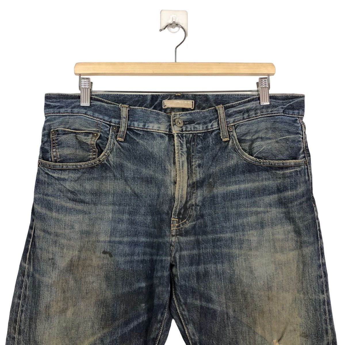 Japanese Brand Rare Distressed Denim Jeans Regular Fit Uniqlo Issey Miyake Size US 36 / EU 52 - 3 Thumbnail