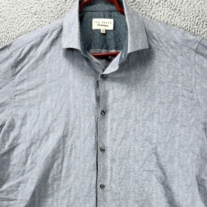 Ted Baker Ted Baker Dress Shirt Men 17 34-35 Endurance Grey Button Up Long Sleeve Mens Size 46R - 2 Thumbnail