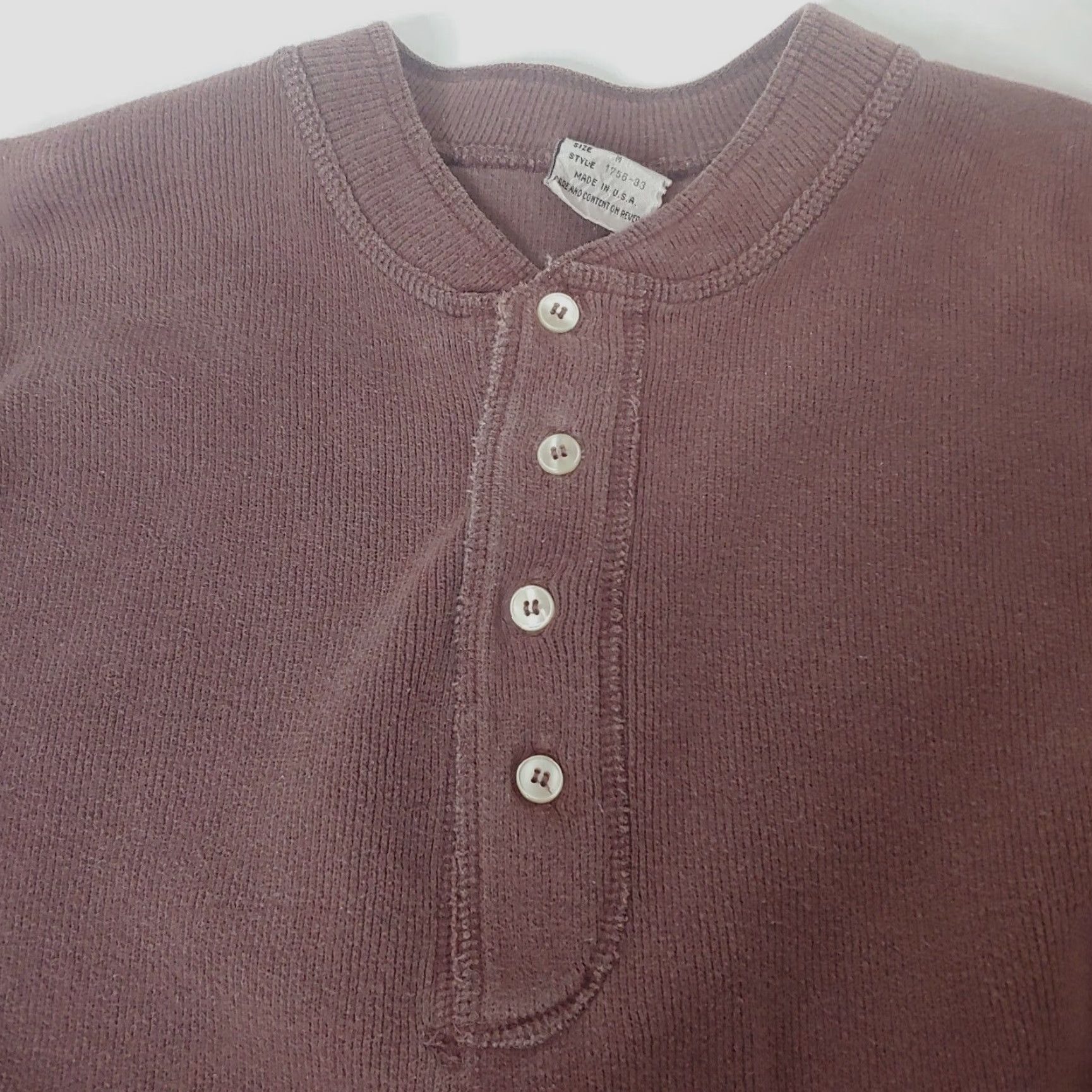 Vintage VINTAGE Bongo Henley Shirt Men M Long Sleeve Plum USA 20" Chest 27" Length Ribbed Cotton PC Read Size US M / EU 48-50 / 2 - 2 Thumbnail