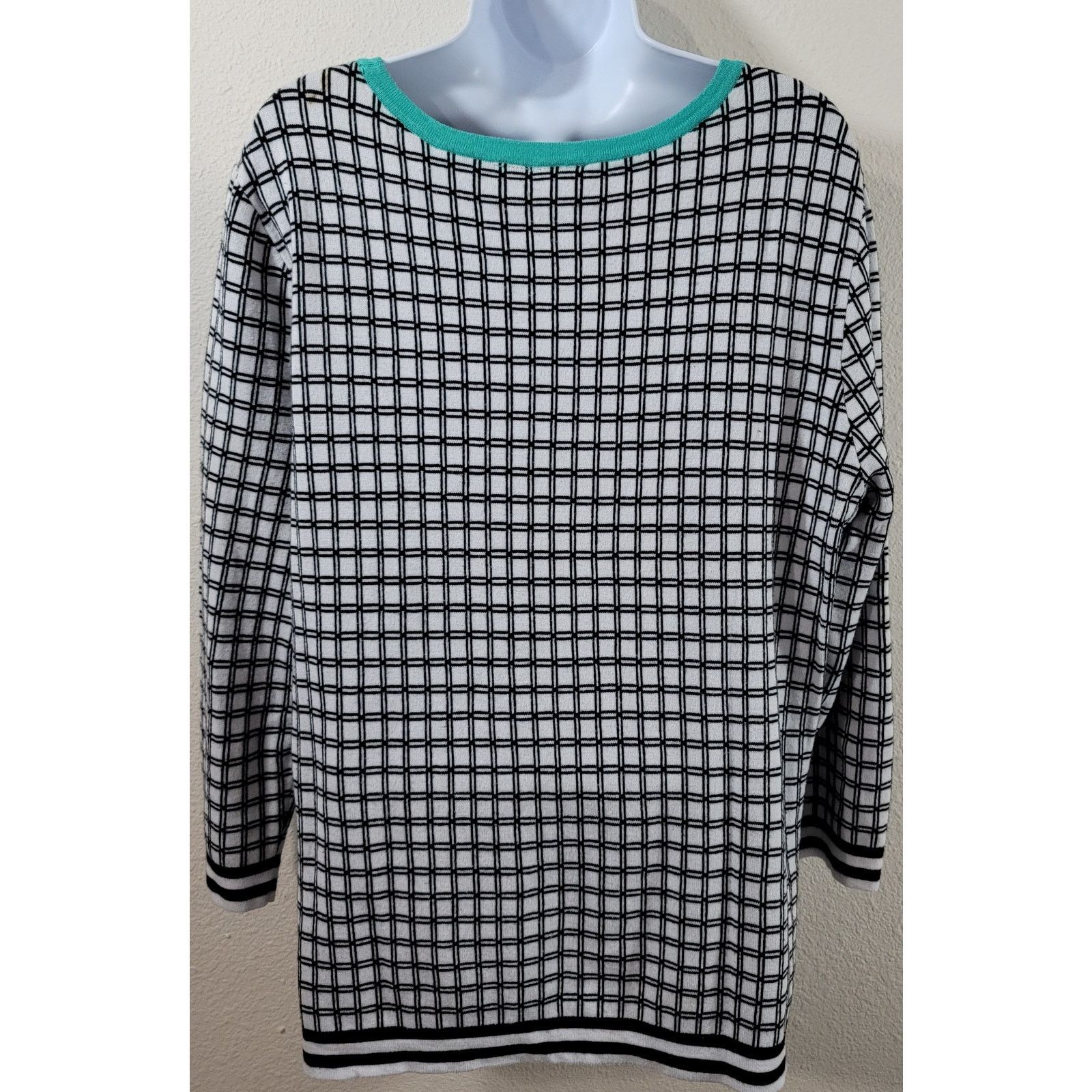 Other Cato Black White Check Round Neck Sweater Top XL Soft Size XL / US 12-14 / IT 48-50 - 2 Thumbnail
