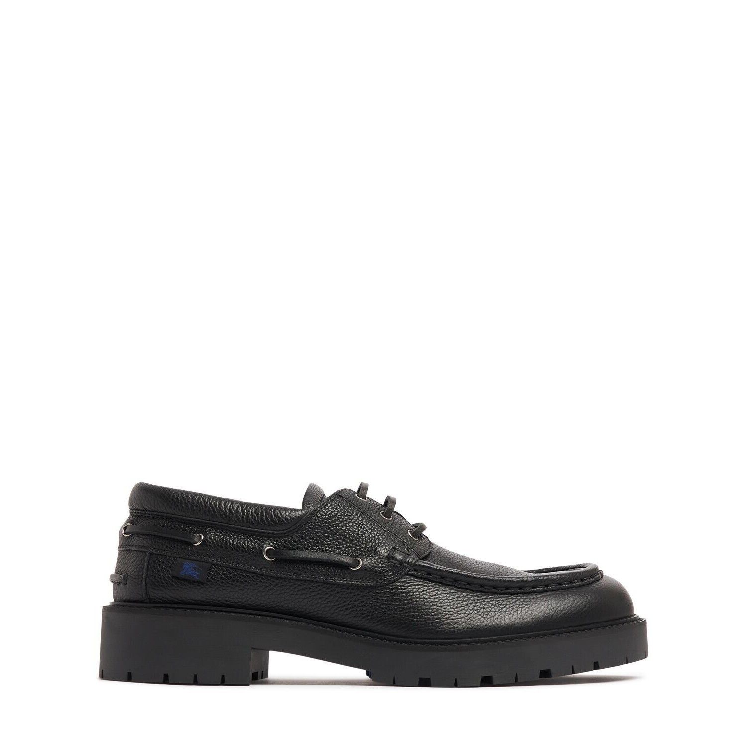 BURBERRY Raft $890 Black Grainy Leather Boat Shoes New And A