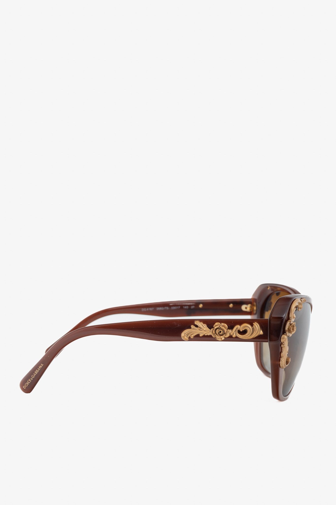 Dolce & Gabbana Dolce & Gabbana Sicilian Baroque Brown Cat-Eye Sunglasses Size ONE SIZE - 4 Thumbnail