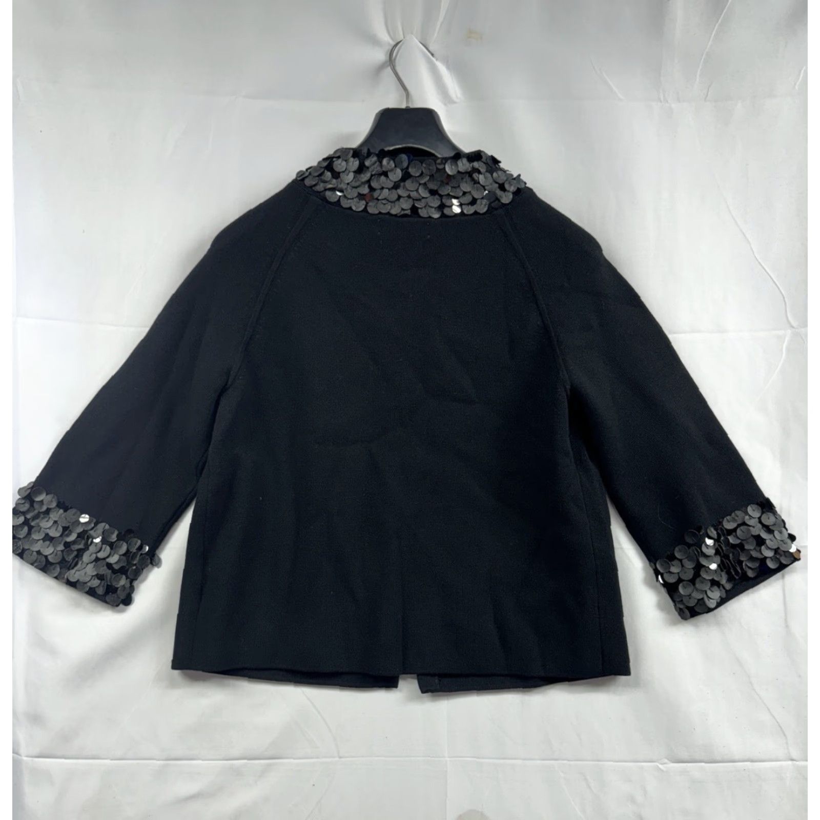 Jones New York Jones New York Collction Evening Black Cardigan Sweater Women's Size Medium Cape Striped Blend Black Basic Jacket Womens M Size M / US 6-8 / IT 42-44 - 2 Thumbnail