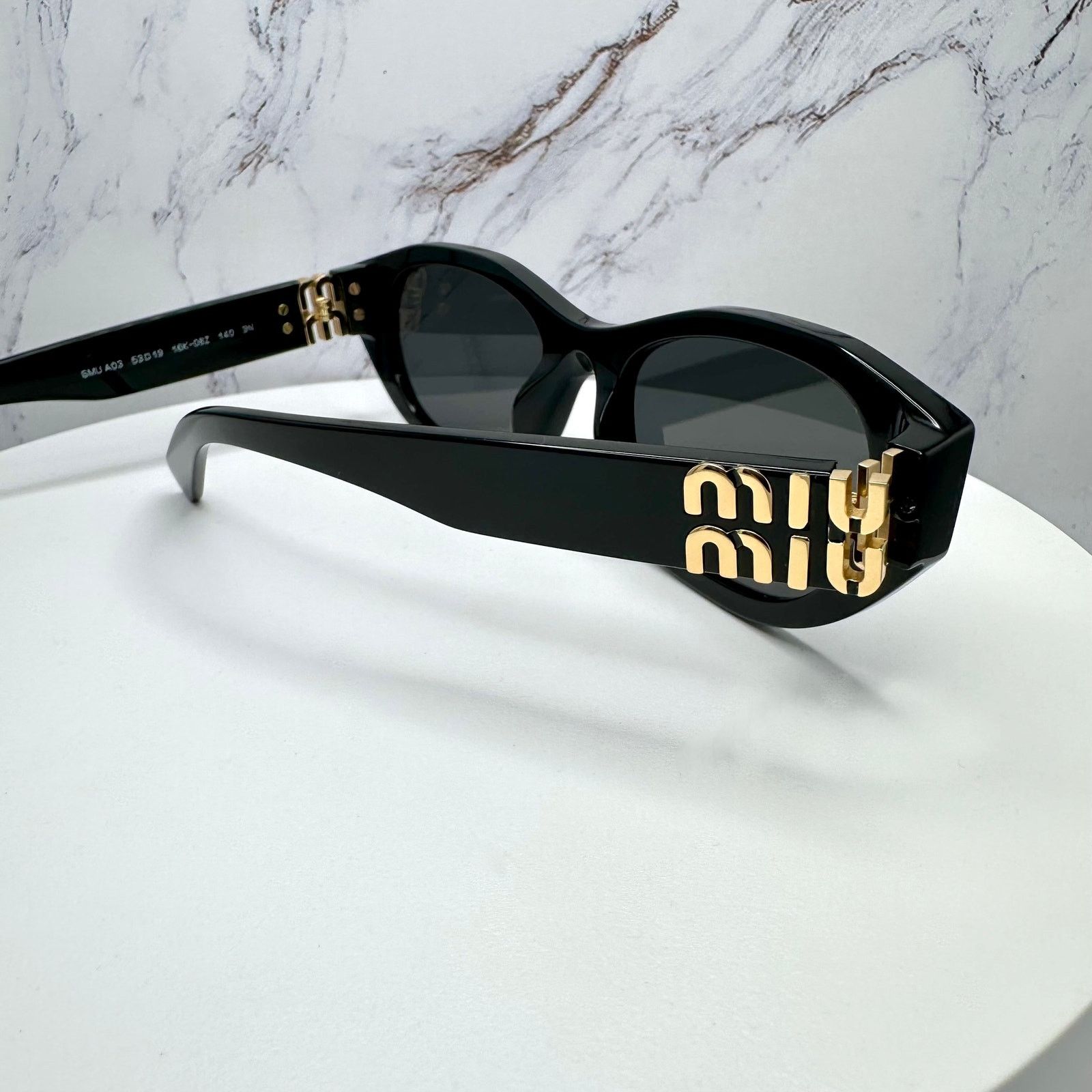 Miu Miu NEW MIU MIU Sunglasses Black Gold Rectangle Cat Eye Size ONE SIZE - 5 Thumbnail