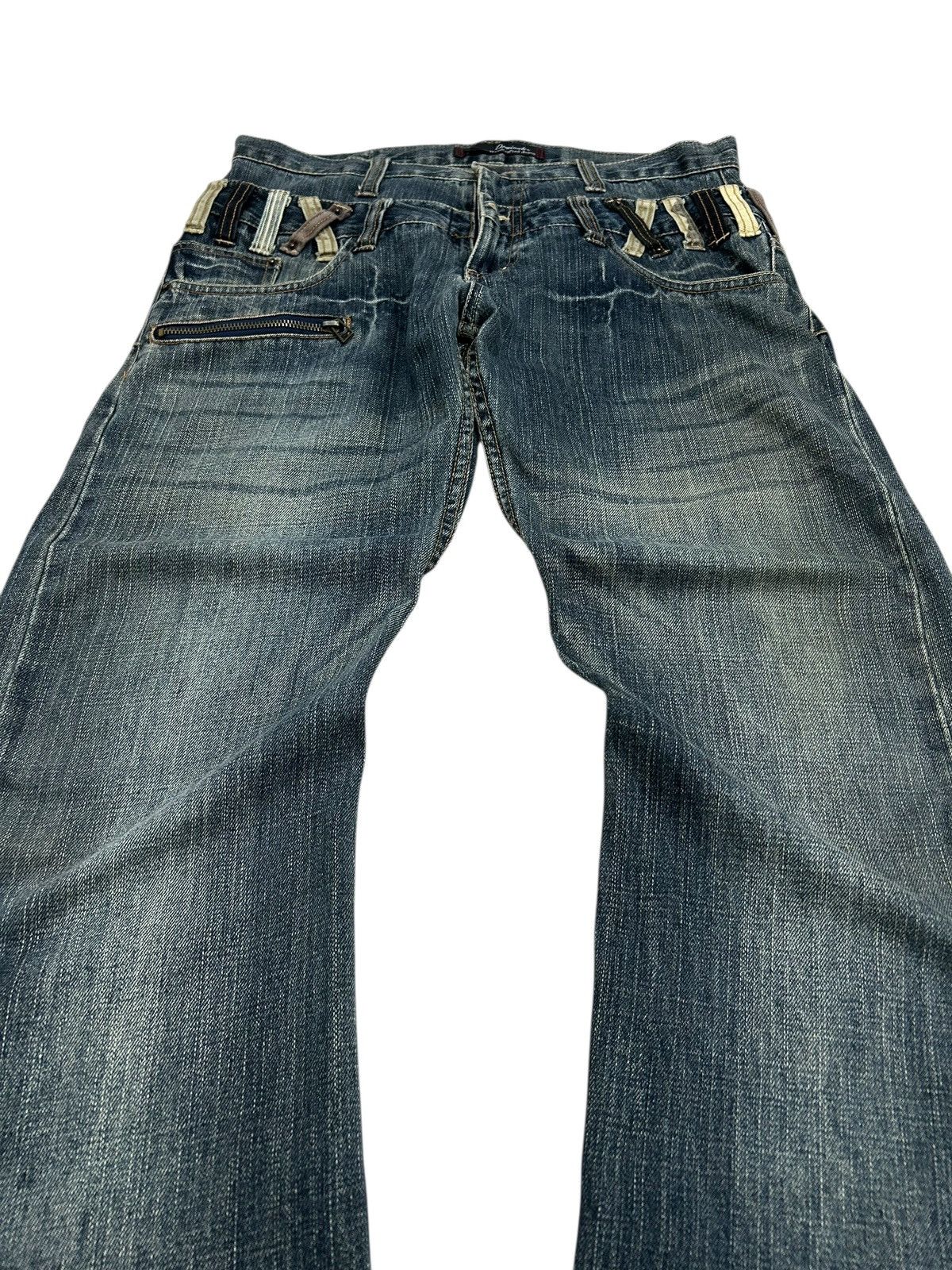 Le Grande Bleu (L.G.B.) Vintage Dominate Double Waist Mud Washed Whisker Clawn Mark Size US 33 - 4 Thumbnail
