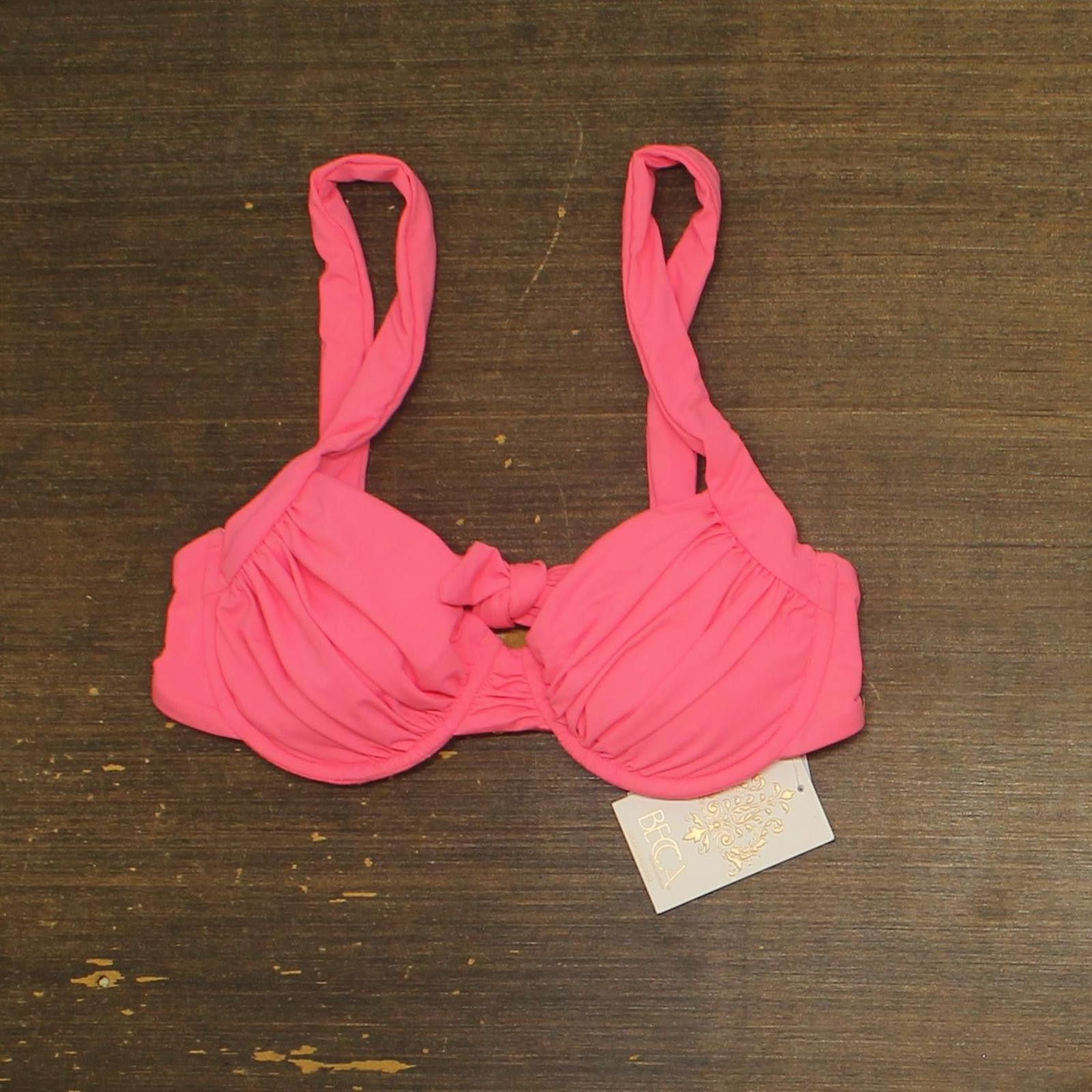Other Nwt Becca Shirred Bikini Swim Top 853557 Coral Reef Pink M Size ONE SIZE - 1 Thumbnail