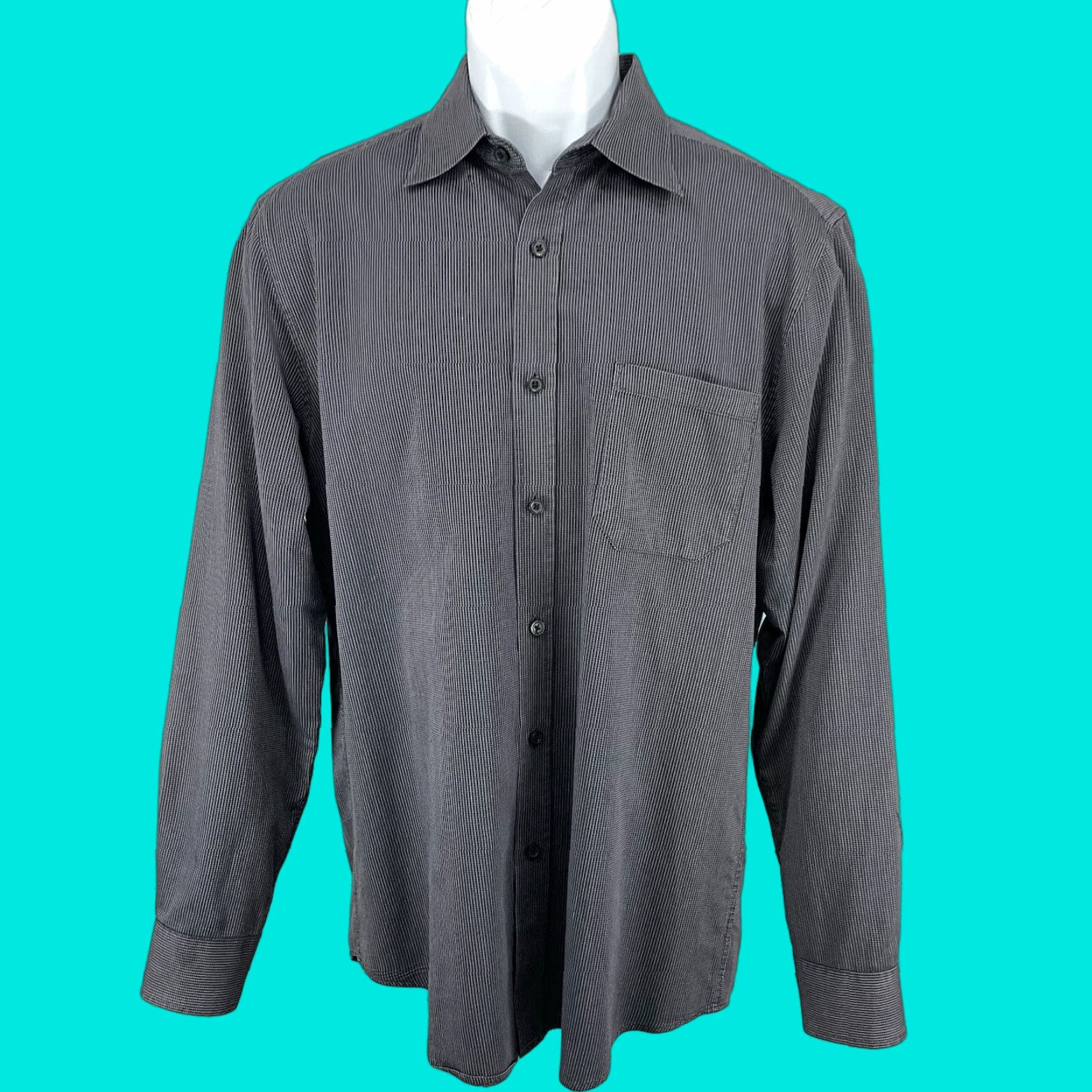 Joseph Abboud Joseph Abboud Gray Button Down Shirt Medium Long Sleeve Casual Business Mens Size 40R - 1 Thumbnail