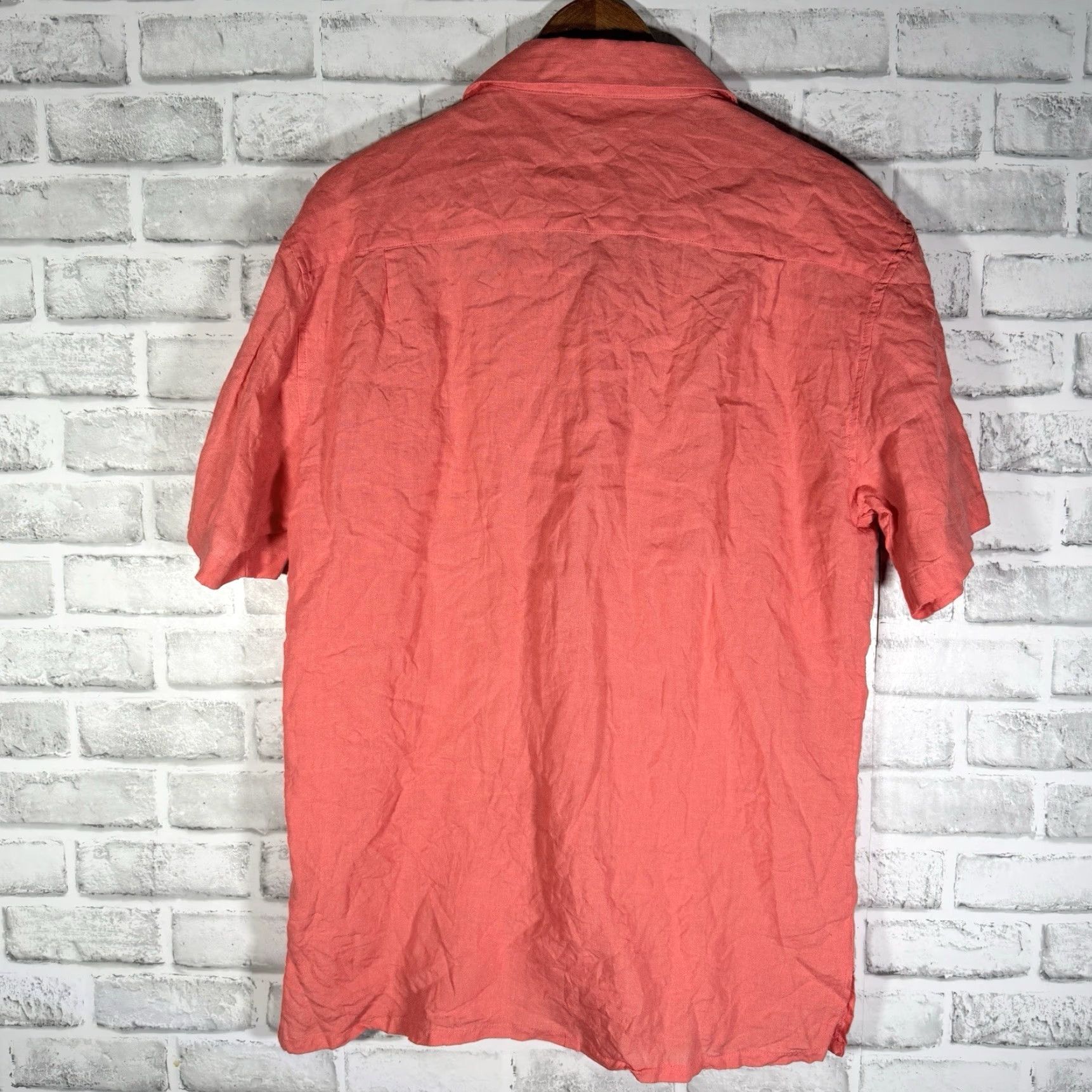Pinko Bohio Shirt Mens Pink Linen Short Sleeve Button-Down Casual L Size US L / EU 52-54 / 3 - 5 Thumbnail