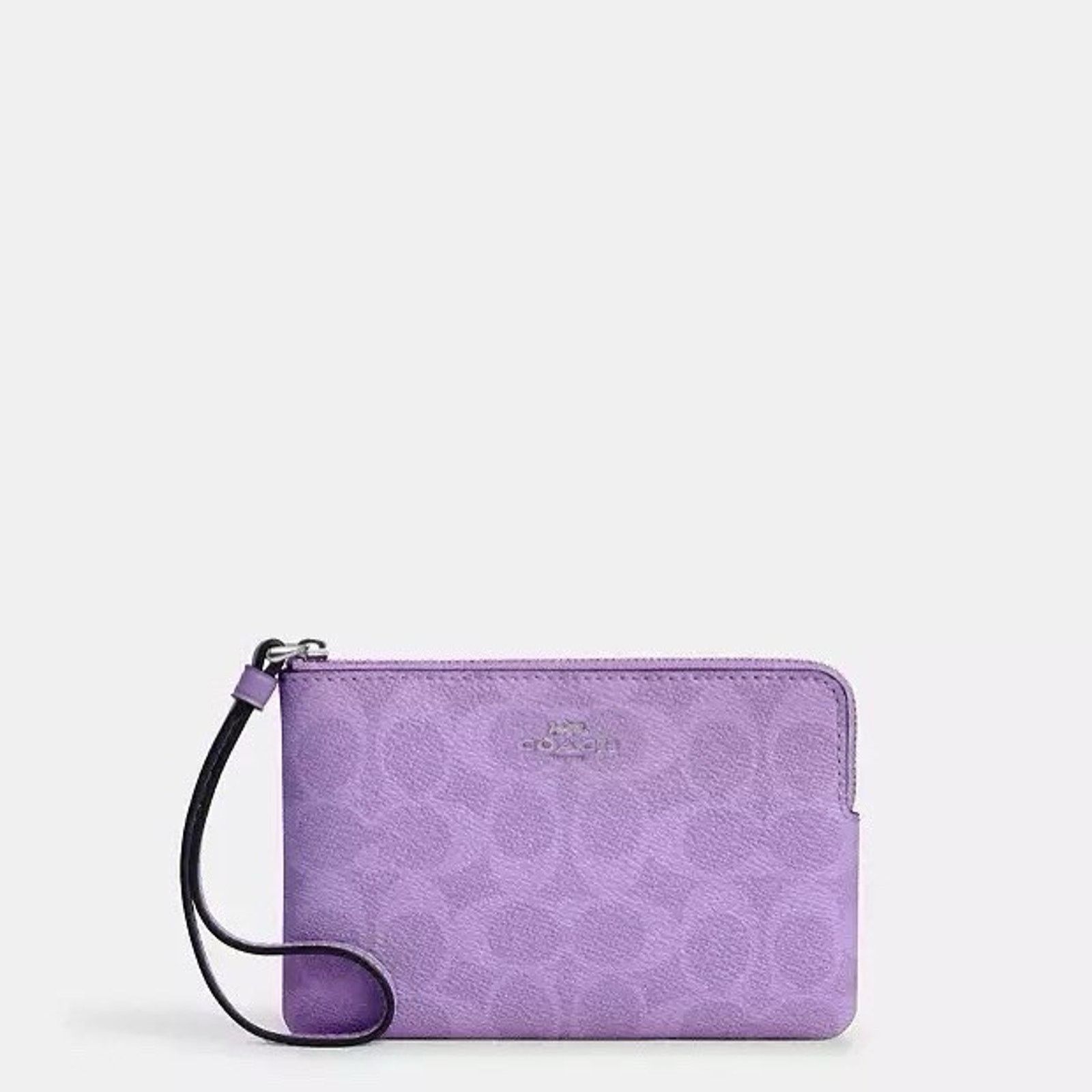 Coach NWT Coach Corner Zip Wristlet Signature CAQ75 Silver/Iris Size ONE SIZE - 4 Thumbnail