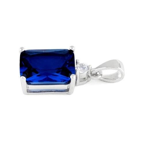 Sterling Silver Sterling Silver Rectangular Saphire CZ Pendant Size ONE SIZE - 3 Thumbnail