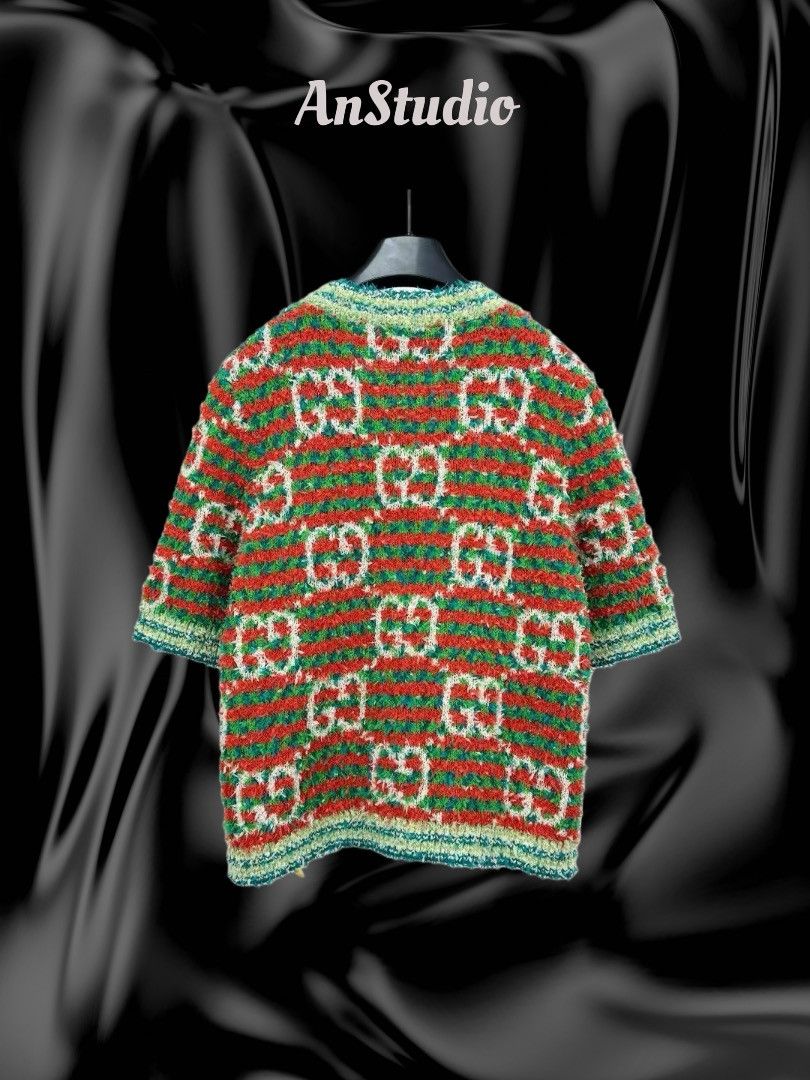 Gucci Gucci Maxi GG Short Sleeve Knit Cardigan Size L / US 10 / IT 46 - 2 Thumbnail