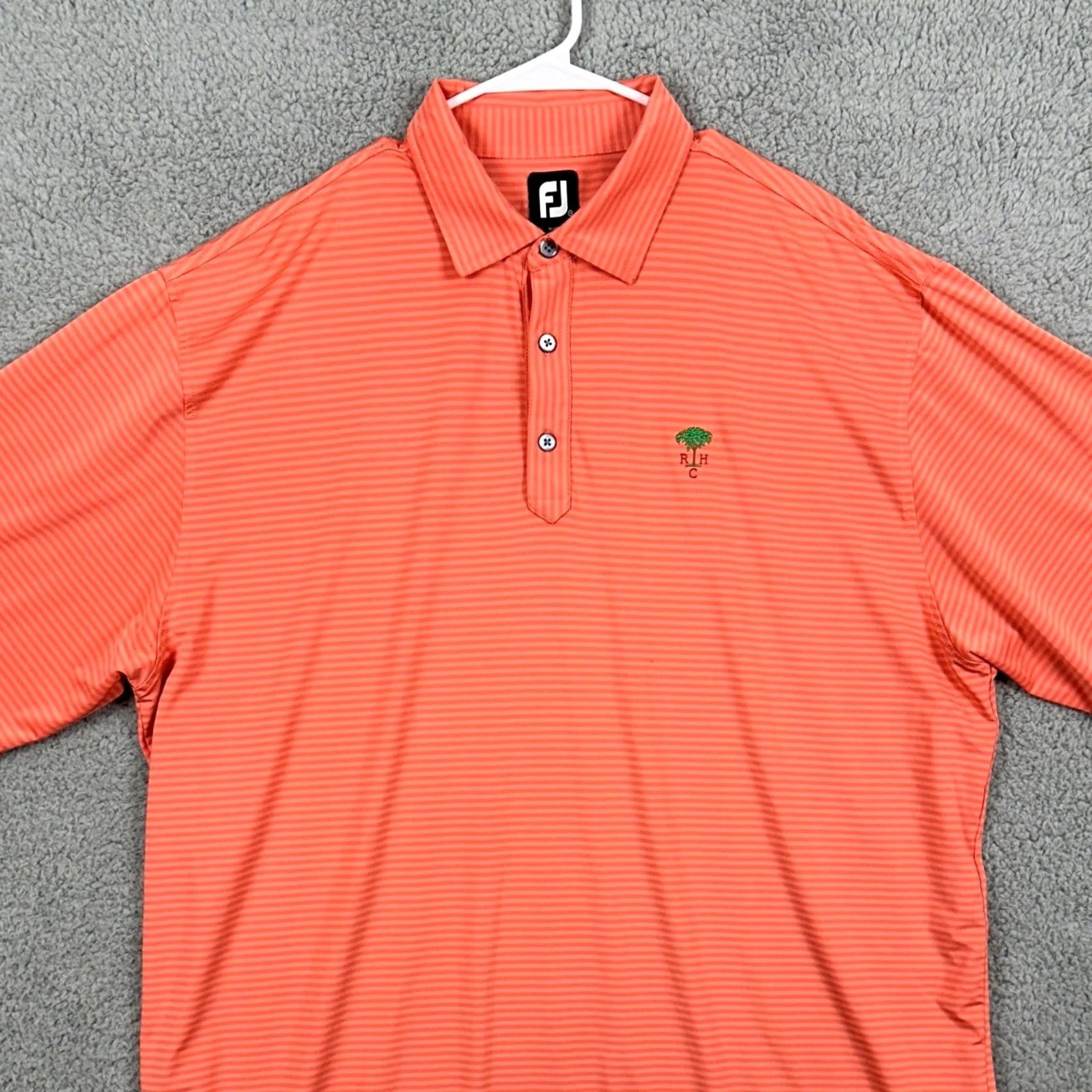 Footjoy FootJoy Polo Shirt Mens 2XL Orange Striped Short Sleeve Rugby Golf Shirt Size US XXL / EU 58 / 5 - 2 Thumbnail